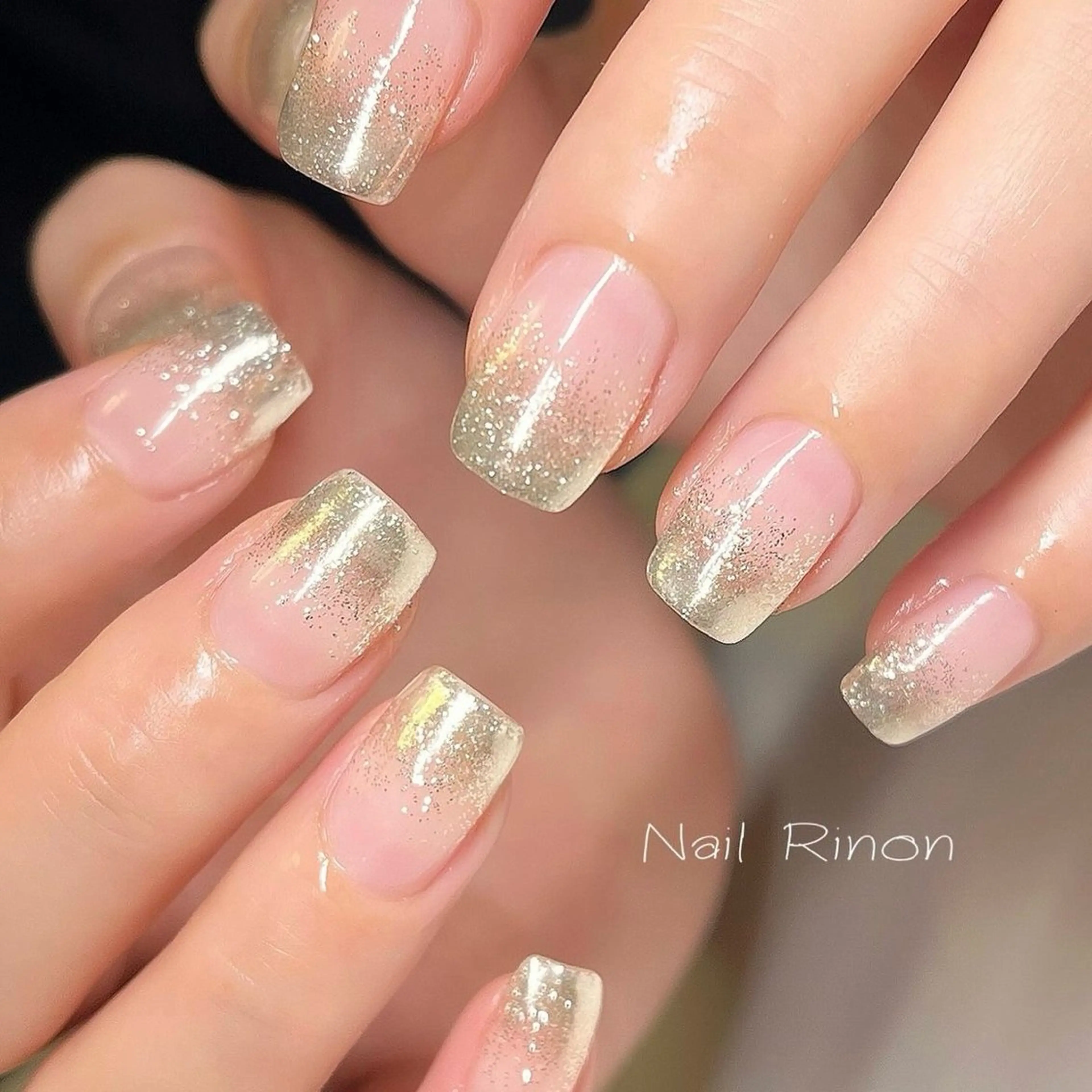 ネイル グラデーション ラメ(グリッター) ミラーネイル ハンドネイル Nail Rinonのネイルデザイン