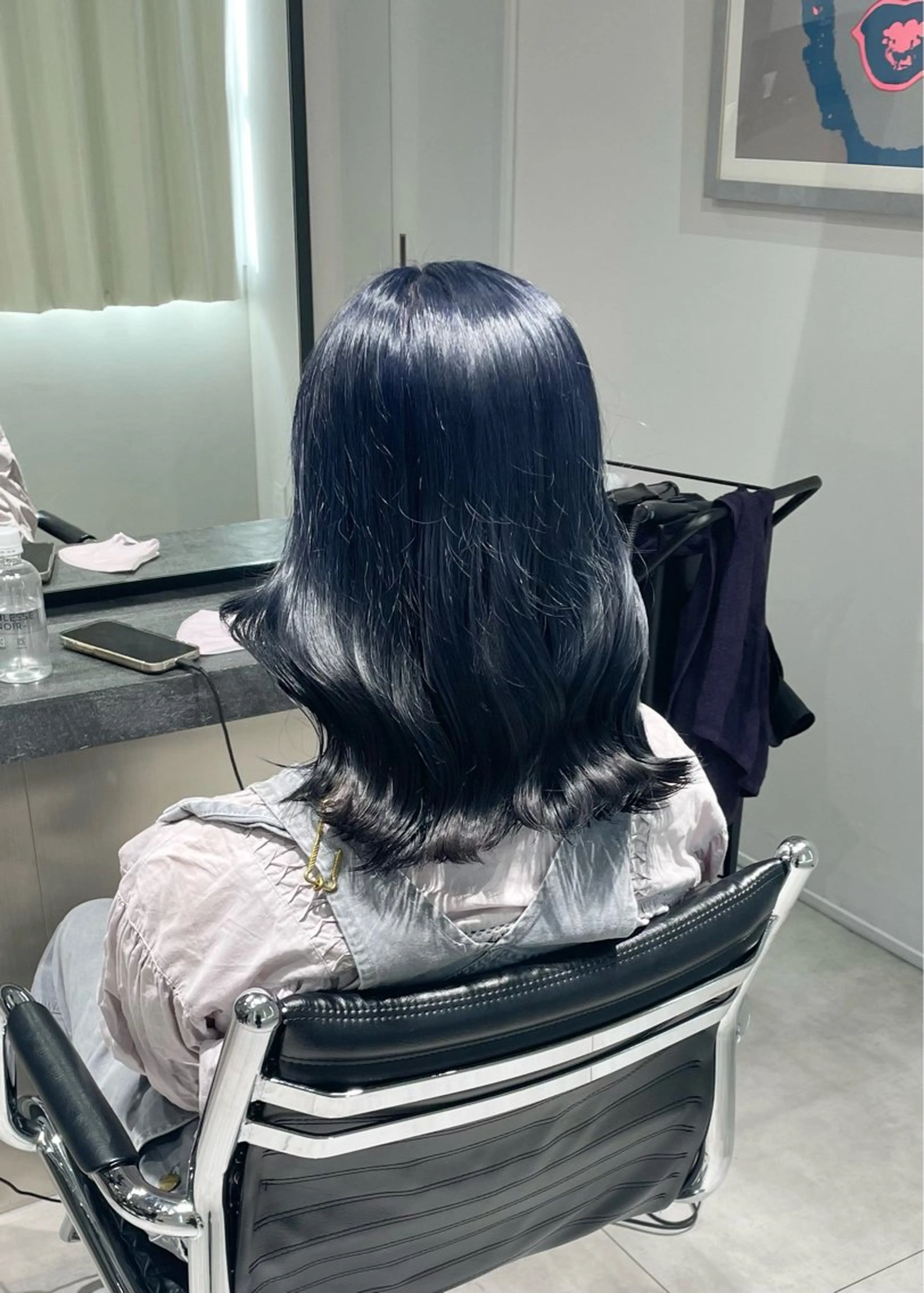 セミロング カラー ブルーカラー ネイビーカラー ヘアカラー トリートメント 🌷ケアブリーチ /透明感/れい🌷のヘアスタイル