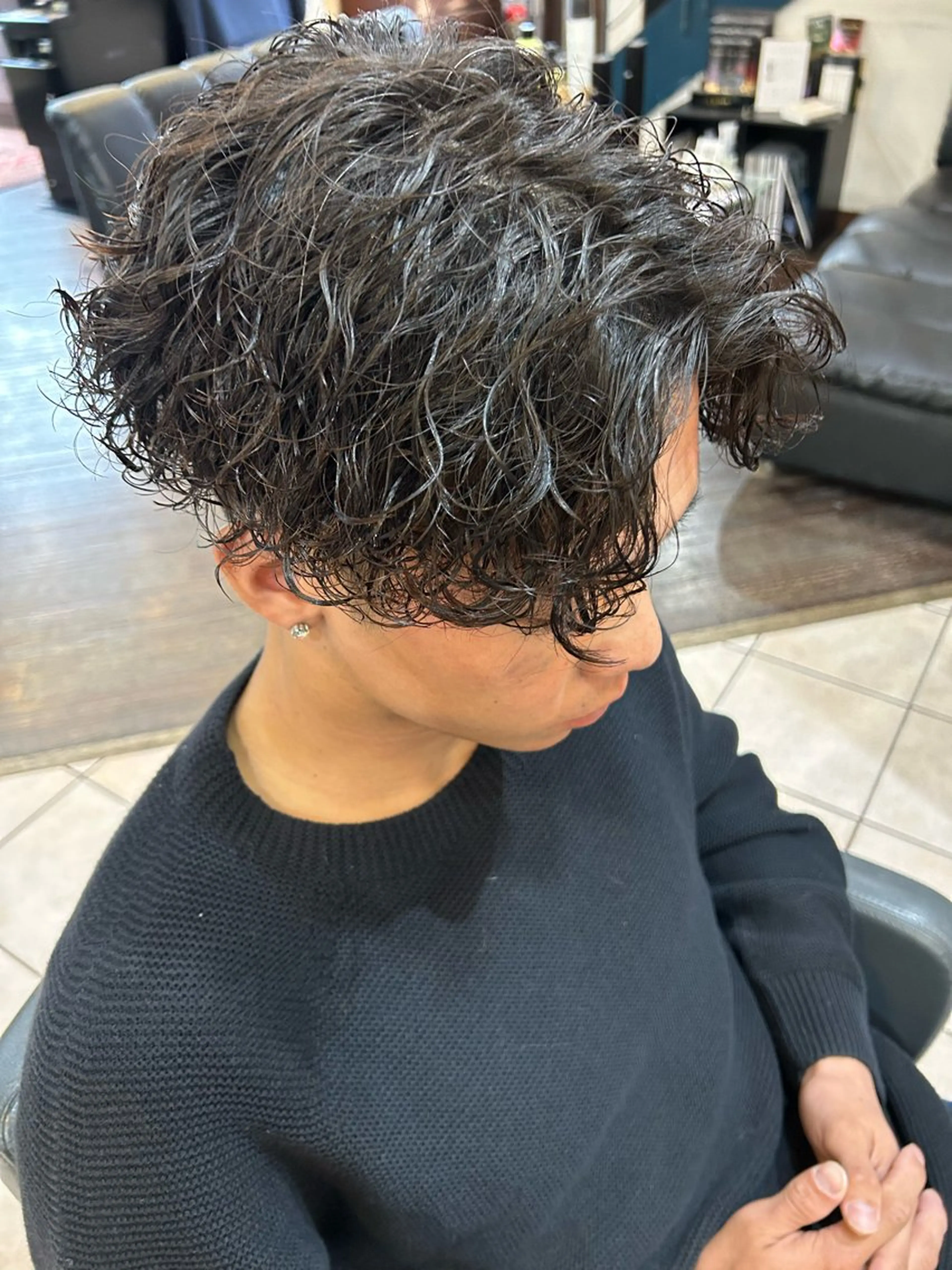 ミディアム パーマ メンズ 大阪/梅田/シャドウ パーマ/ノボリユウタのヘアスタイル