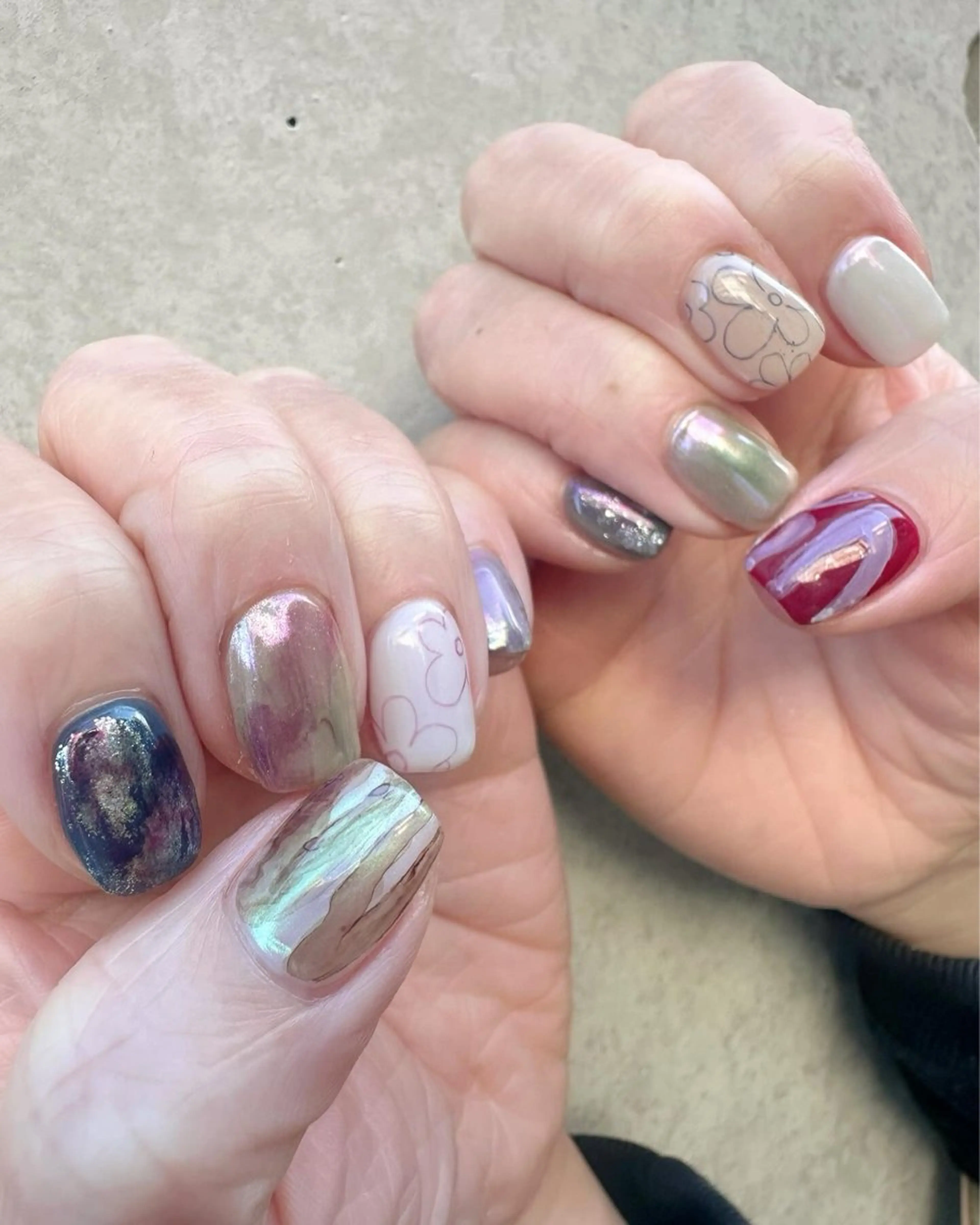 ネイル オーロラネイル 氷ネイル・うるうるネイル 韓国ネイル ミラーネイル ニュアンスネイル 🪞KAPE NAIL 🪞のネイルデザイン