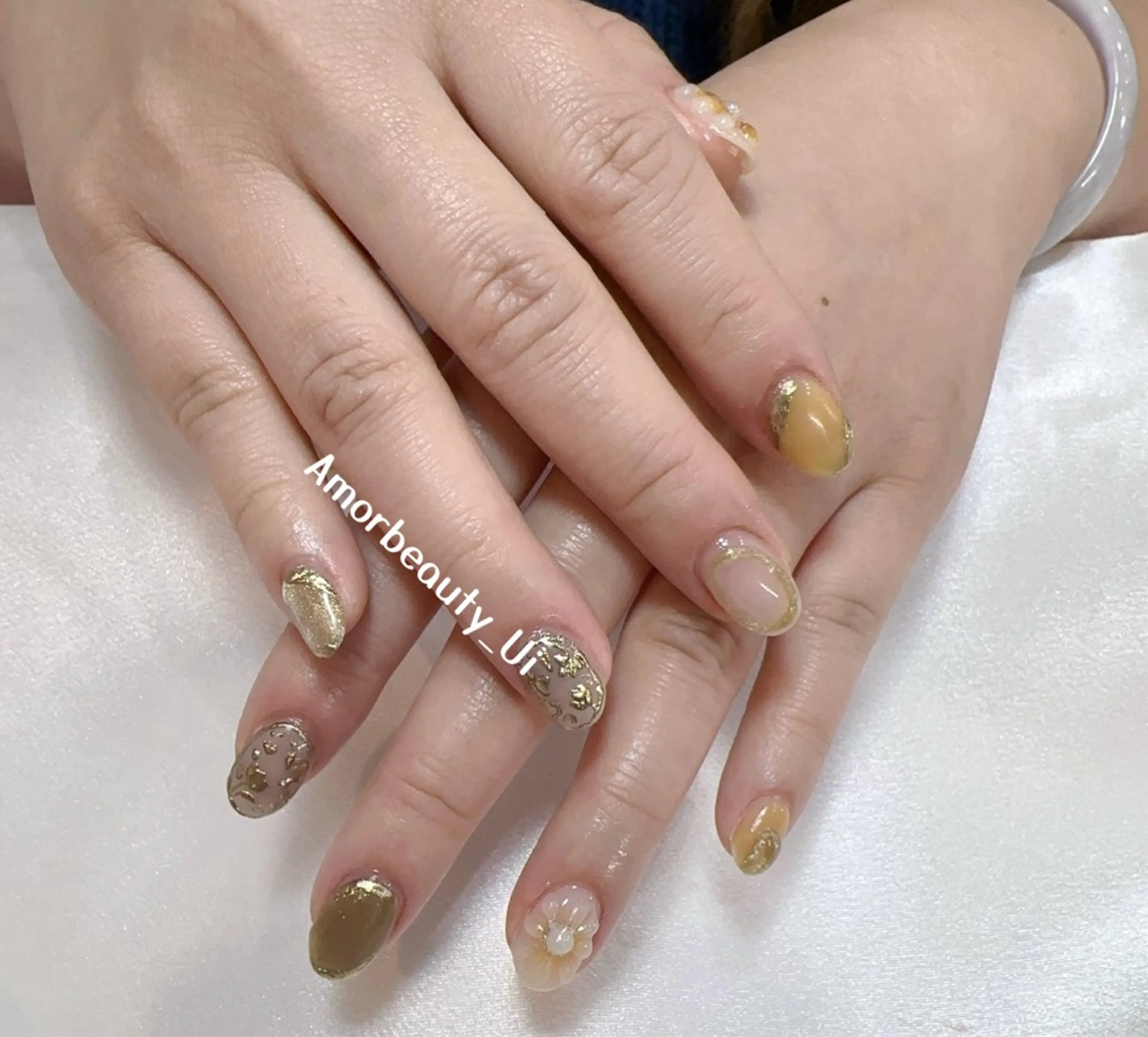 ネイル ハンドネイル Kaka_ パラジェル、長さだしのネイルデザイン