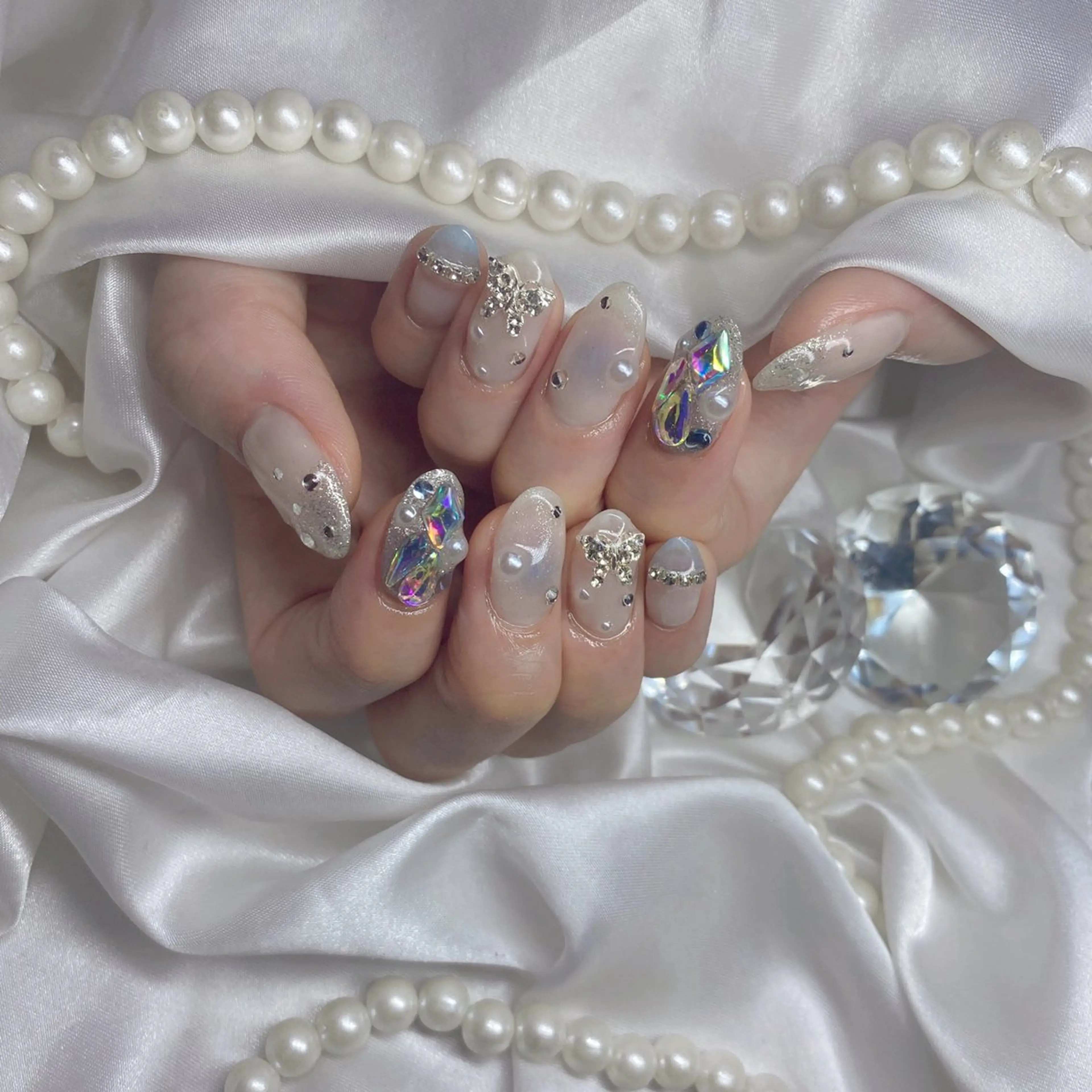 ネイル アートネイル ジェルネイル 韓国ネイル 持ち込み パラジェル Yudia 🫧Kyokaのネイルデザイン