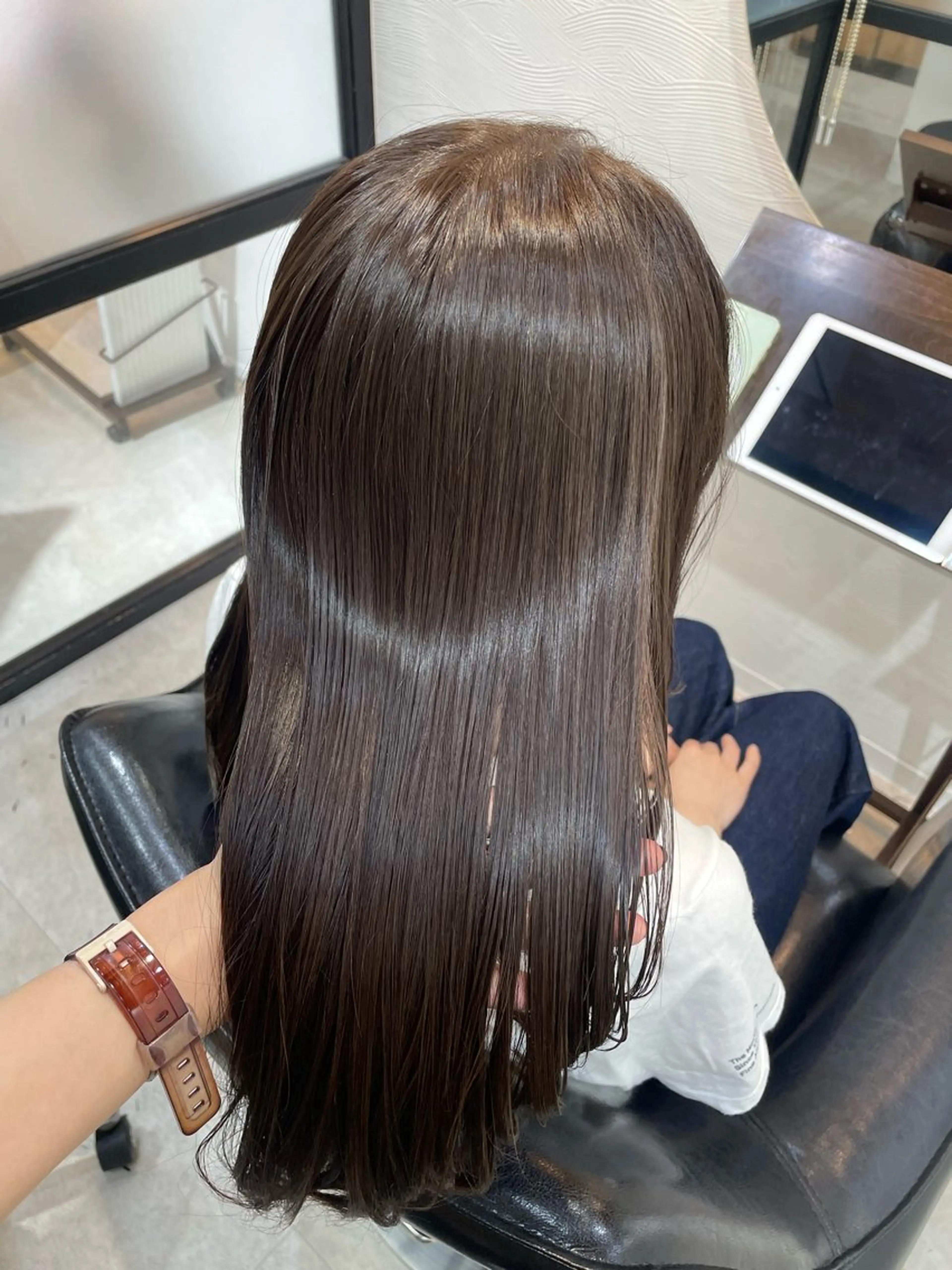 セミロング カラー ベージュカラー オリーブベージュ カット ヘアカラー トリートメント 🍒透明感カラー NO.1/ララ🍒のヘアスタイル