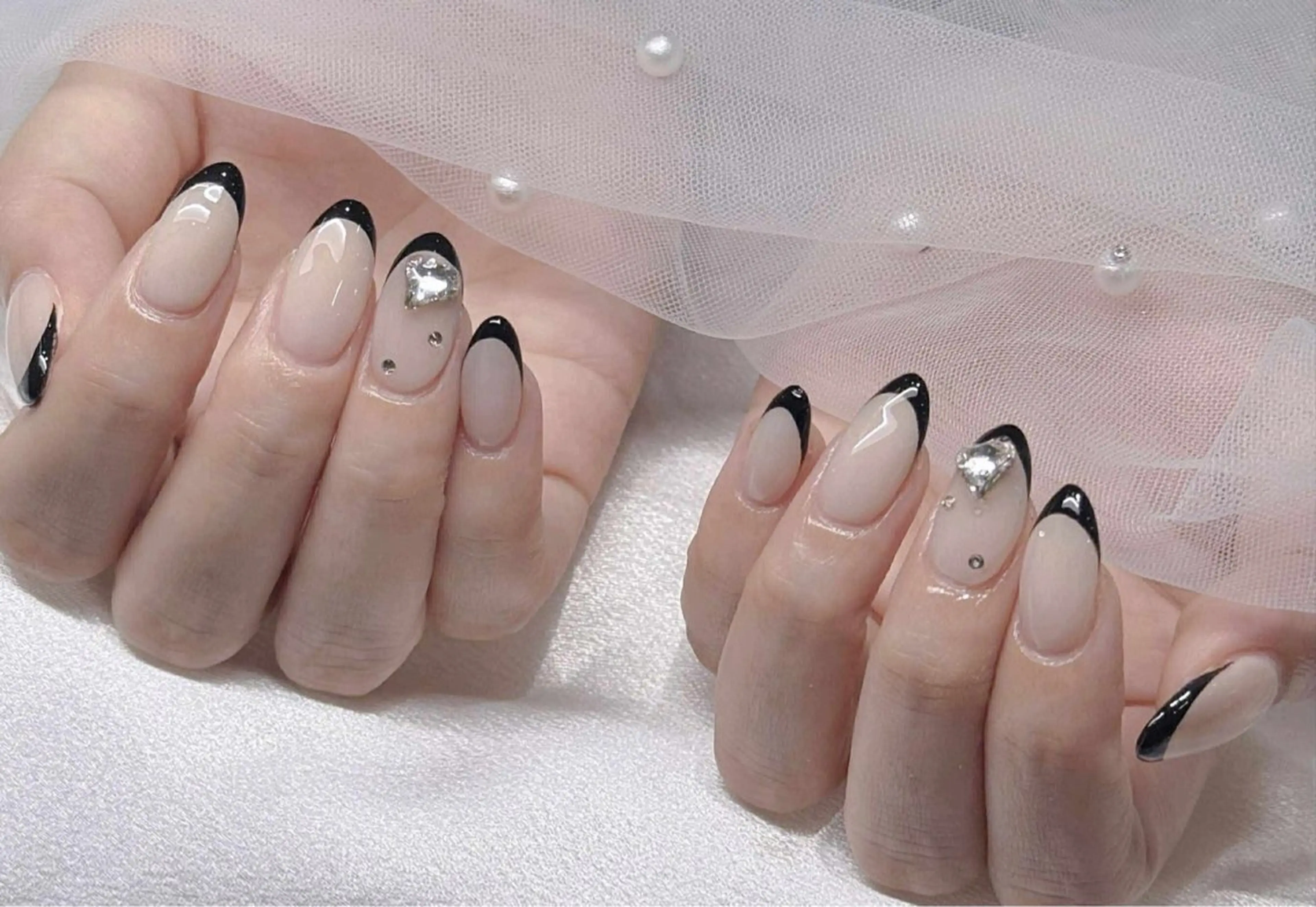 ネイル オーロラネイル ブルー チークネイル フットネイル フレンチネイル Hana ハナのネイルデザイン