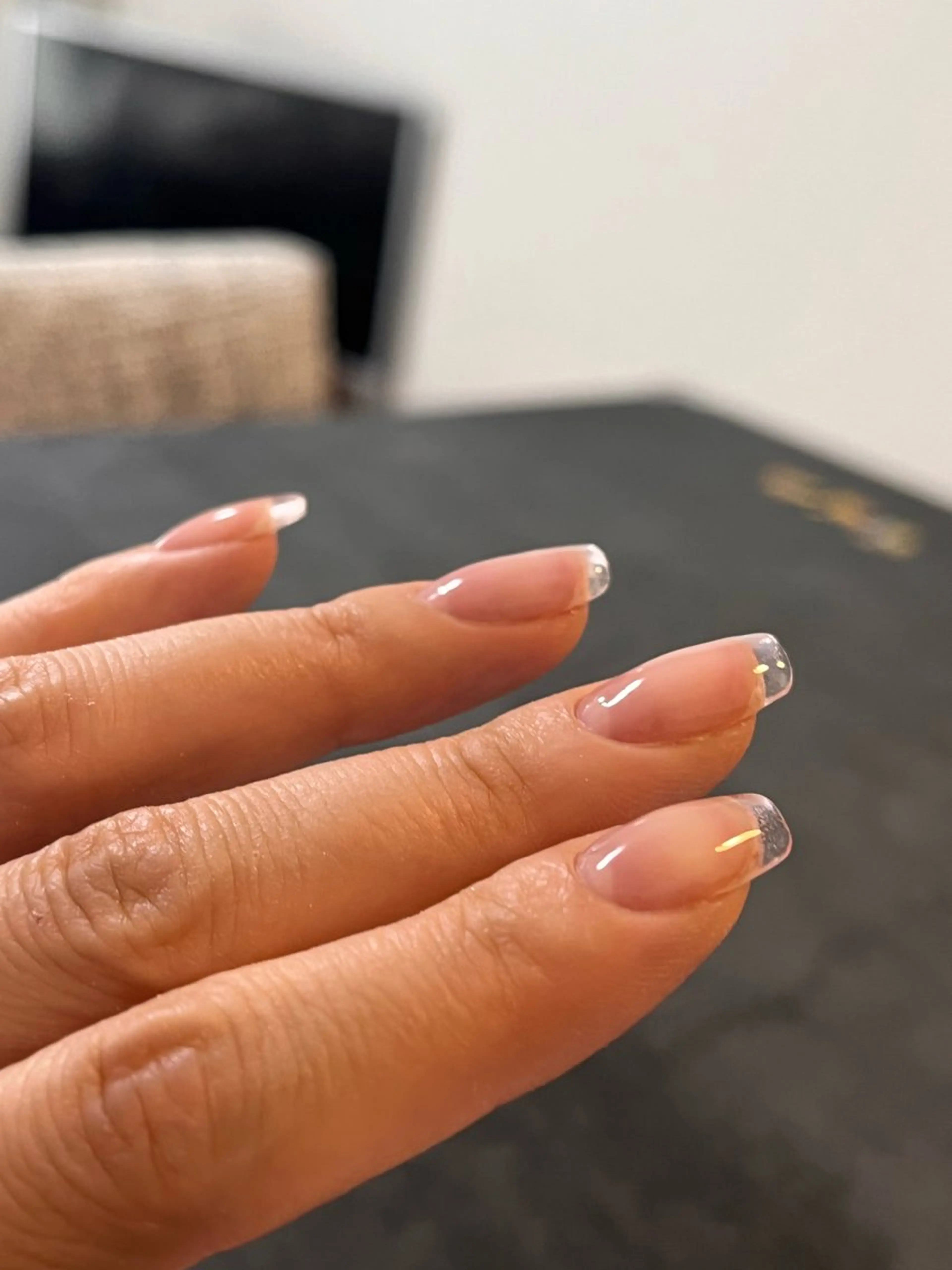 ネイル クリアネイル フレンチネイル ジェルネイル ラメ(グリッター) ニュアンスネイル RIONnail(リオンネイル)所属・RIONnail Yurikaのネイルデザイン