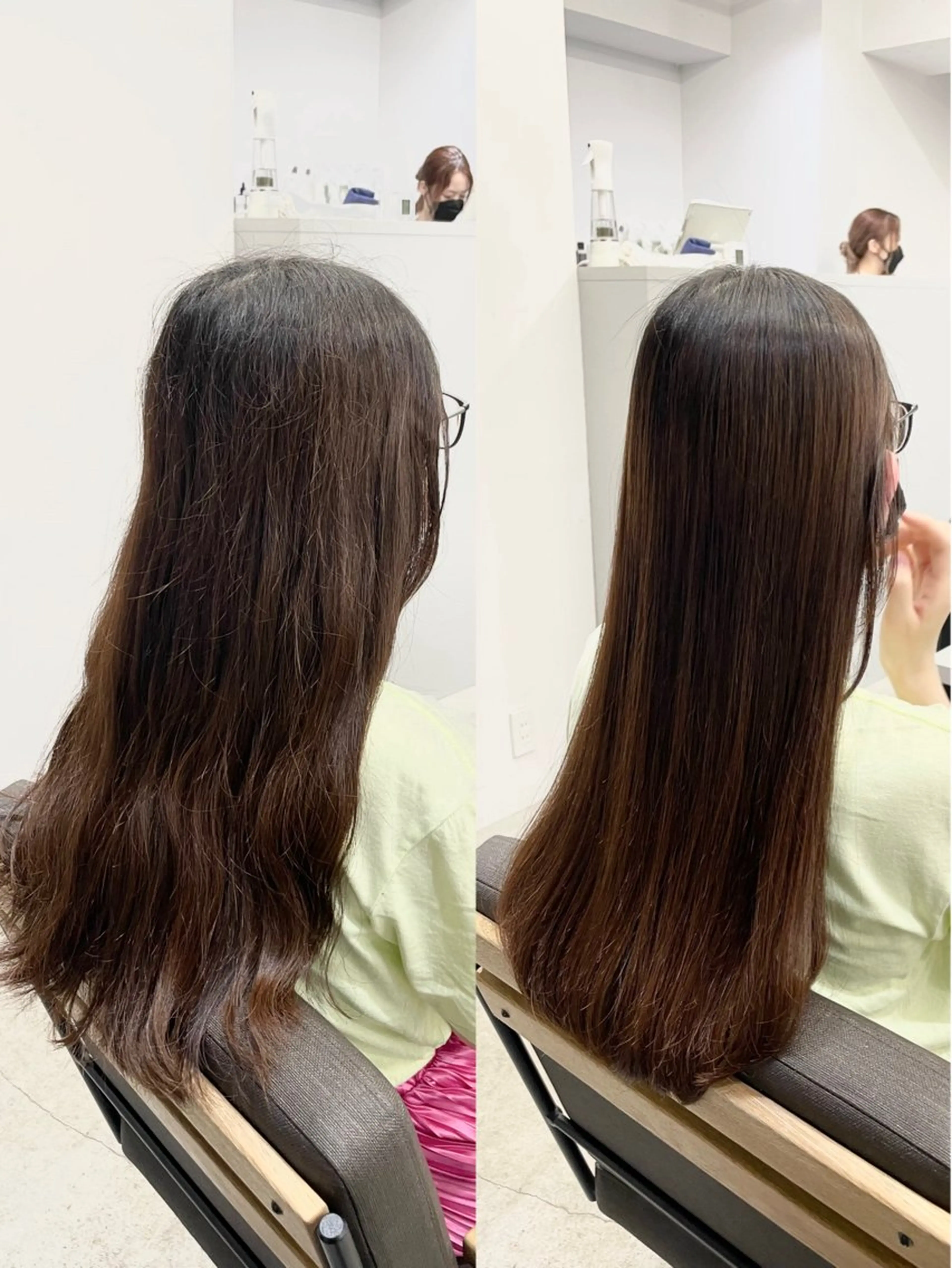 ロング カラー パーマ 髪質改善 ロング 縮毛矯正 ストレートパーマ カット ヘアカラー 縮毛矯正 トリートメント 美髪への最善策を貴方 へ✨凄い艶髪✨萩原のヘアスタイル