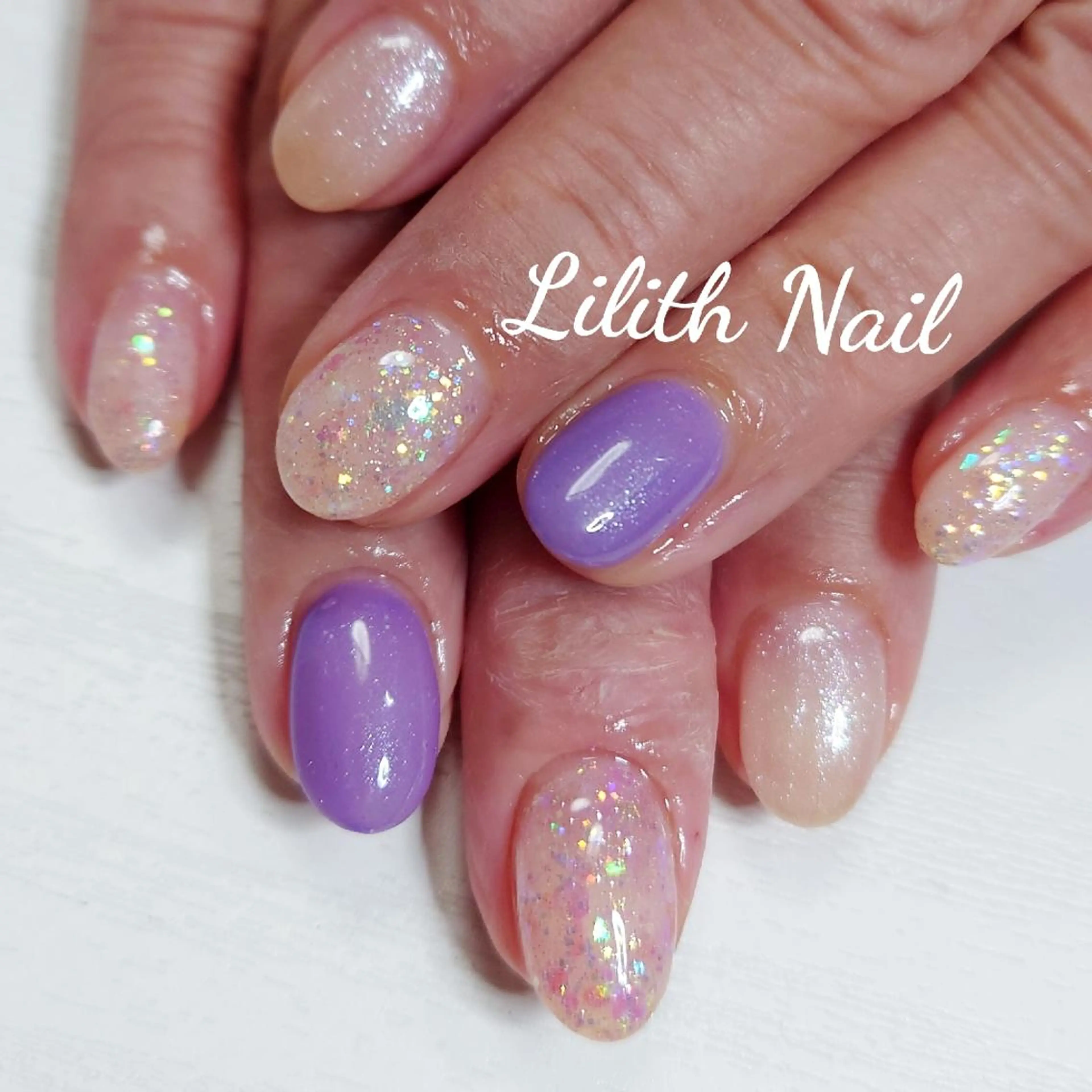 ネイル クリアネイル キラキラネイル ラメ(グリッター) ワンカラーネイル 冬ネイル ハンドネイル Lilith Nailのネイルデザイン