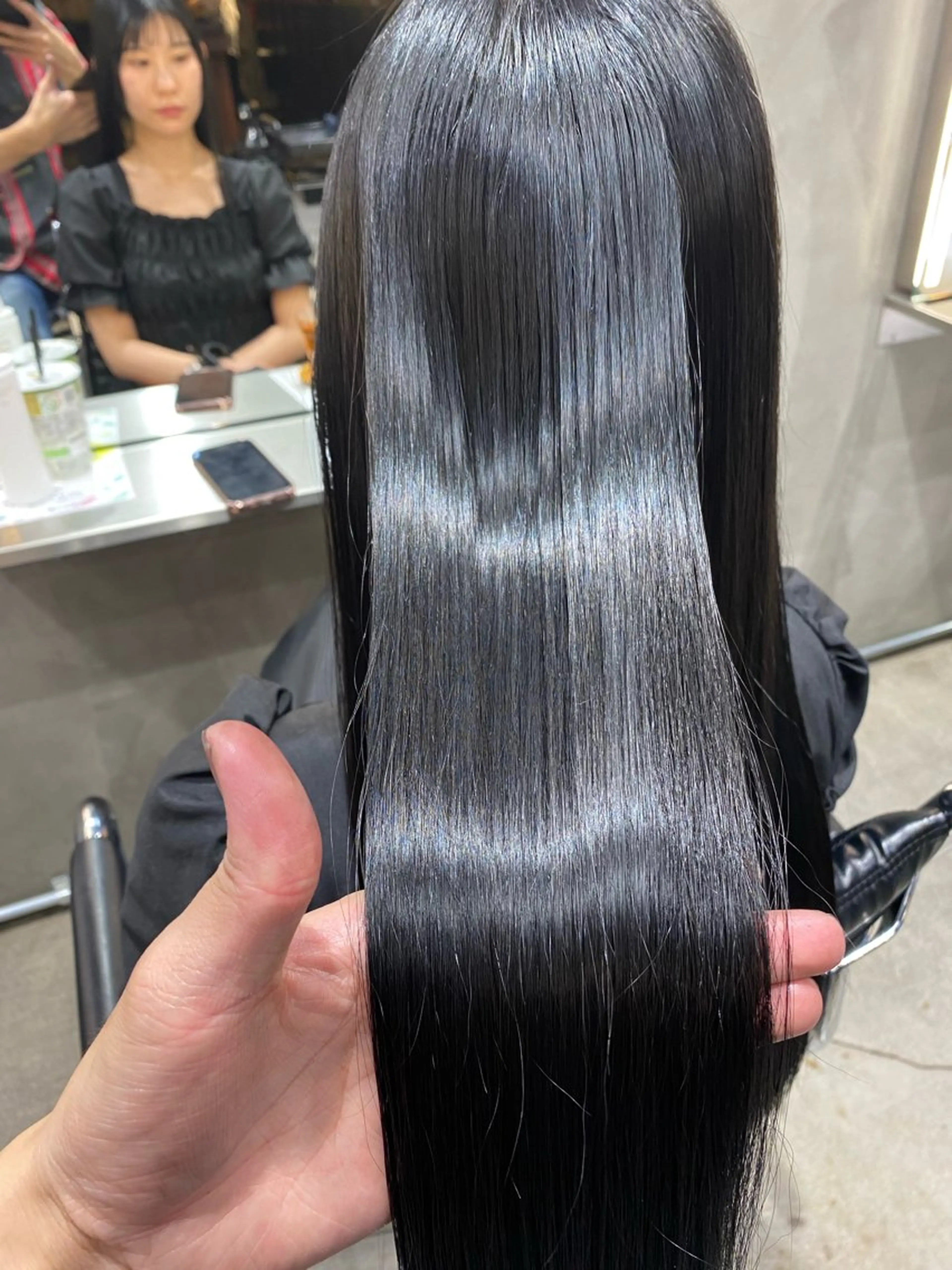 ロング カラー 黒髪 ブルーカラー ブルーブラック 髪質改善 トリートメント カット ヘアカラー トリートメント ブリーチなしダブル カラー🧸🐺陽介のヘアスタイル