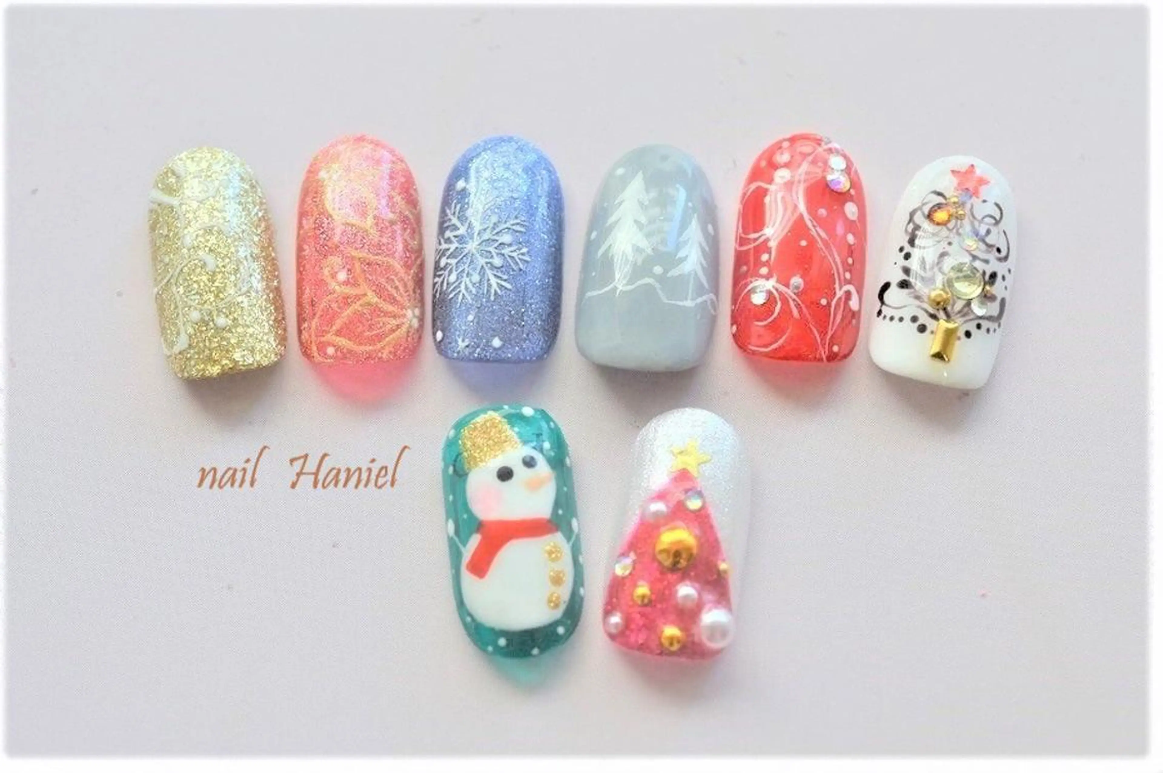 ネイル アートネイル ジェルネイル パラジェル 冬ネイル クリスマス nail Haniel所属・半蔵門サロンハニエル 魅神 ちよのネイルデザイン