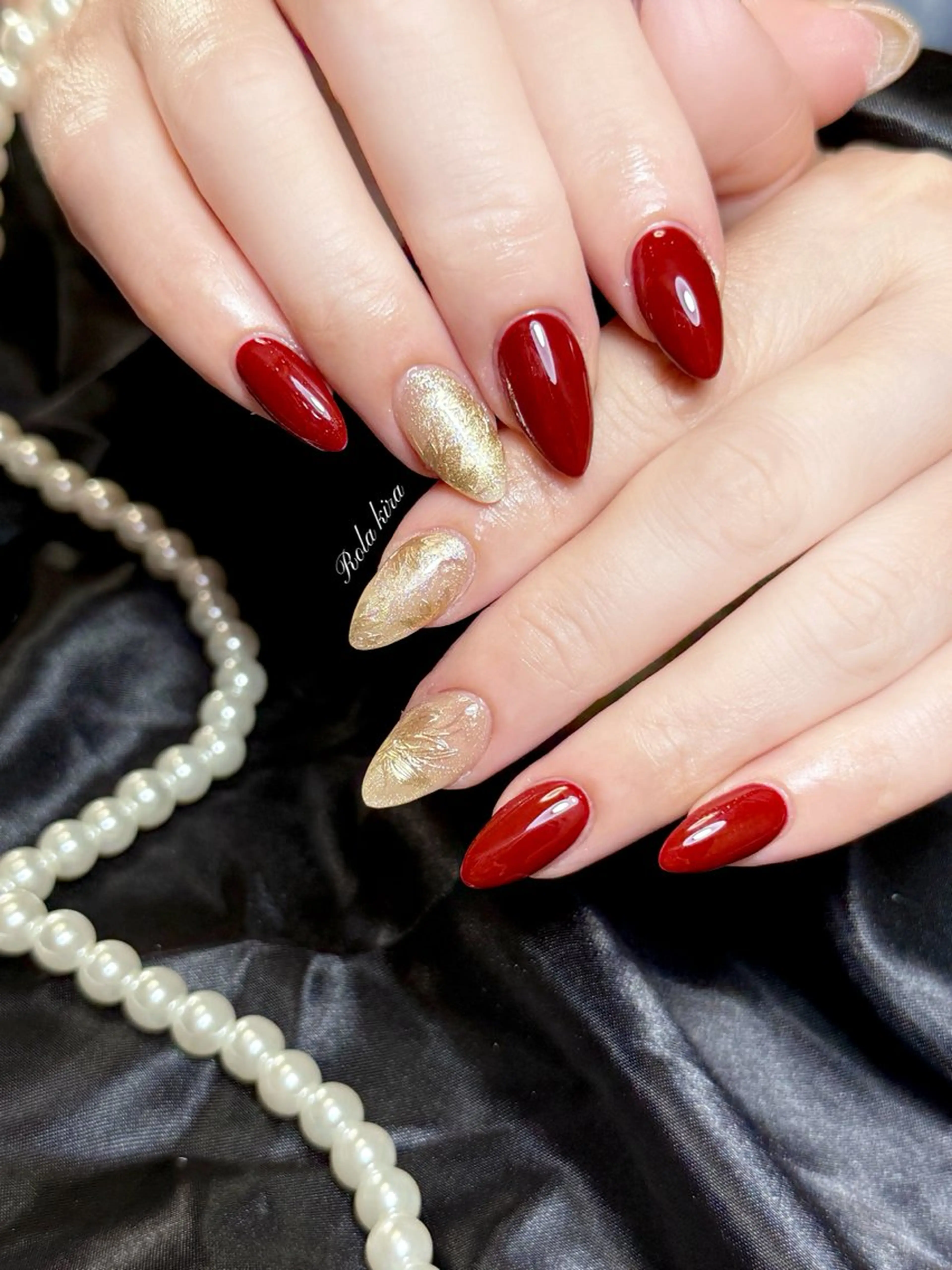 ネイル フレンチネイル ジェルネイル ガラスフレンチ キラキラネイル 韓国ネイル ハンドネイル Rola kira nail salon所属・Rola kira 麗のネイルデザイン