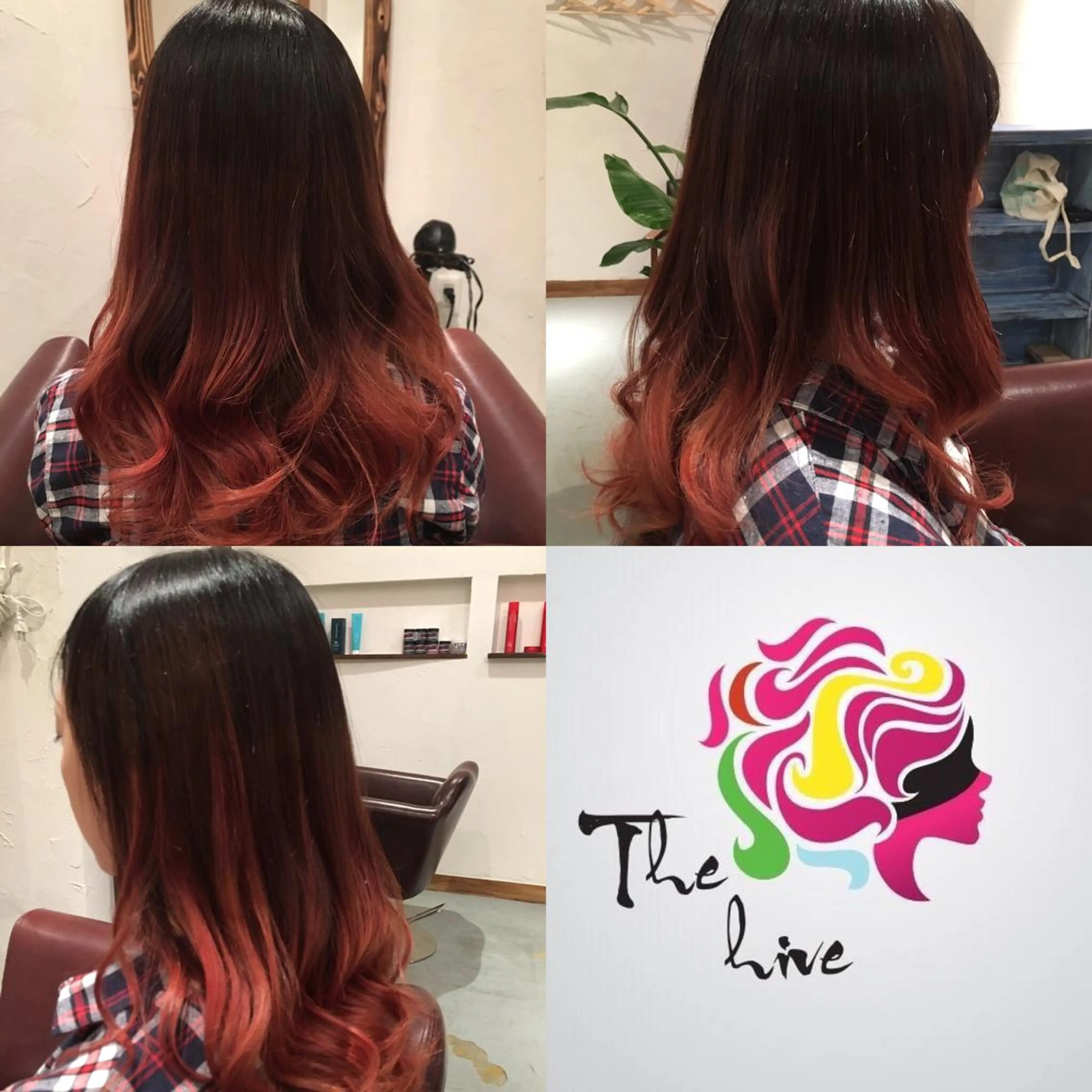 ロング カラー グラデーションカラー ローズカラー Hair salon The  hiveのヘアスタイル