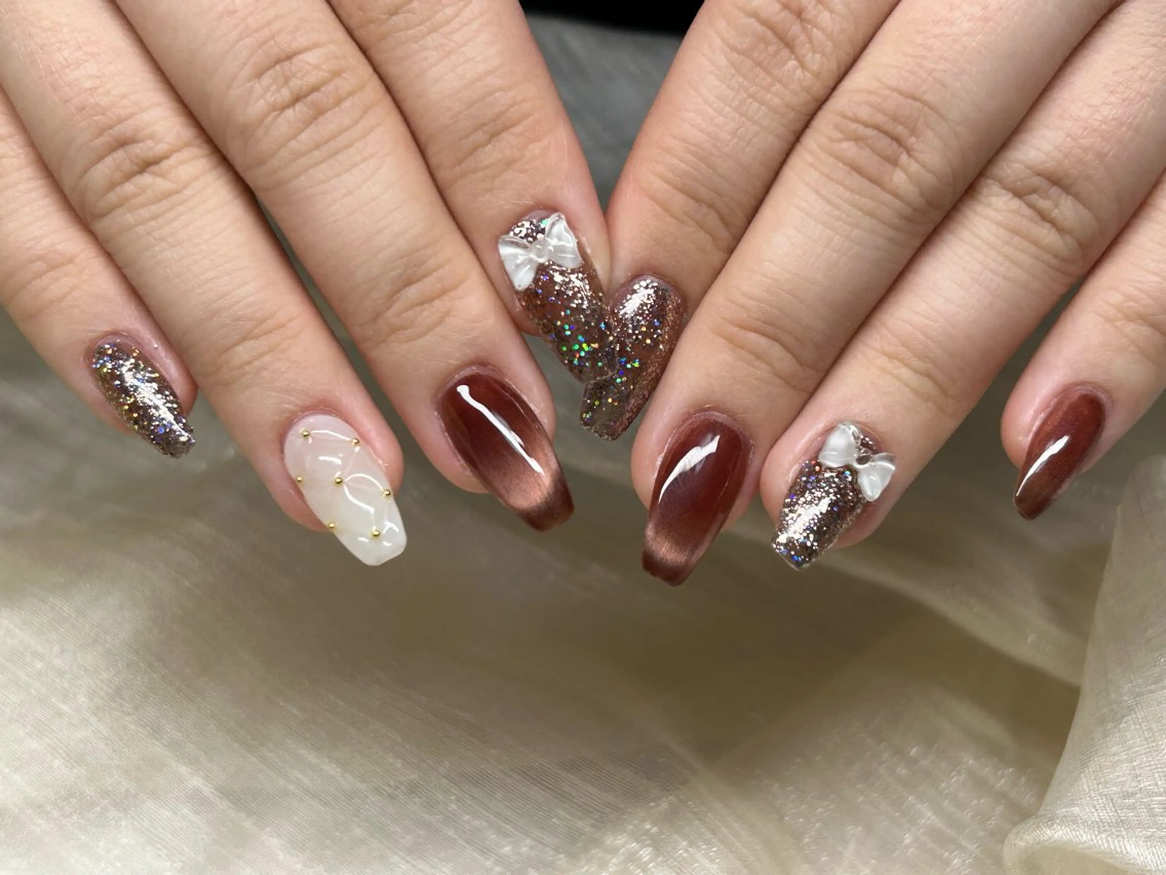 ネイル アートネイル 成人式 長さ出し フットネイル マグネットネイル ハンドネイル Lino Nailのネイルデザイン
