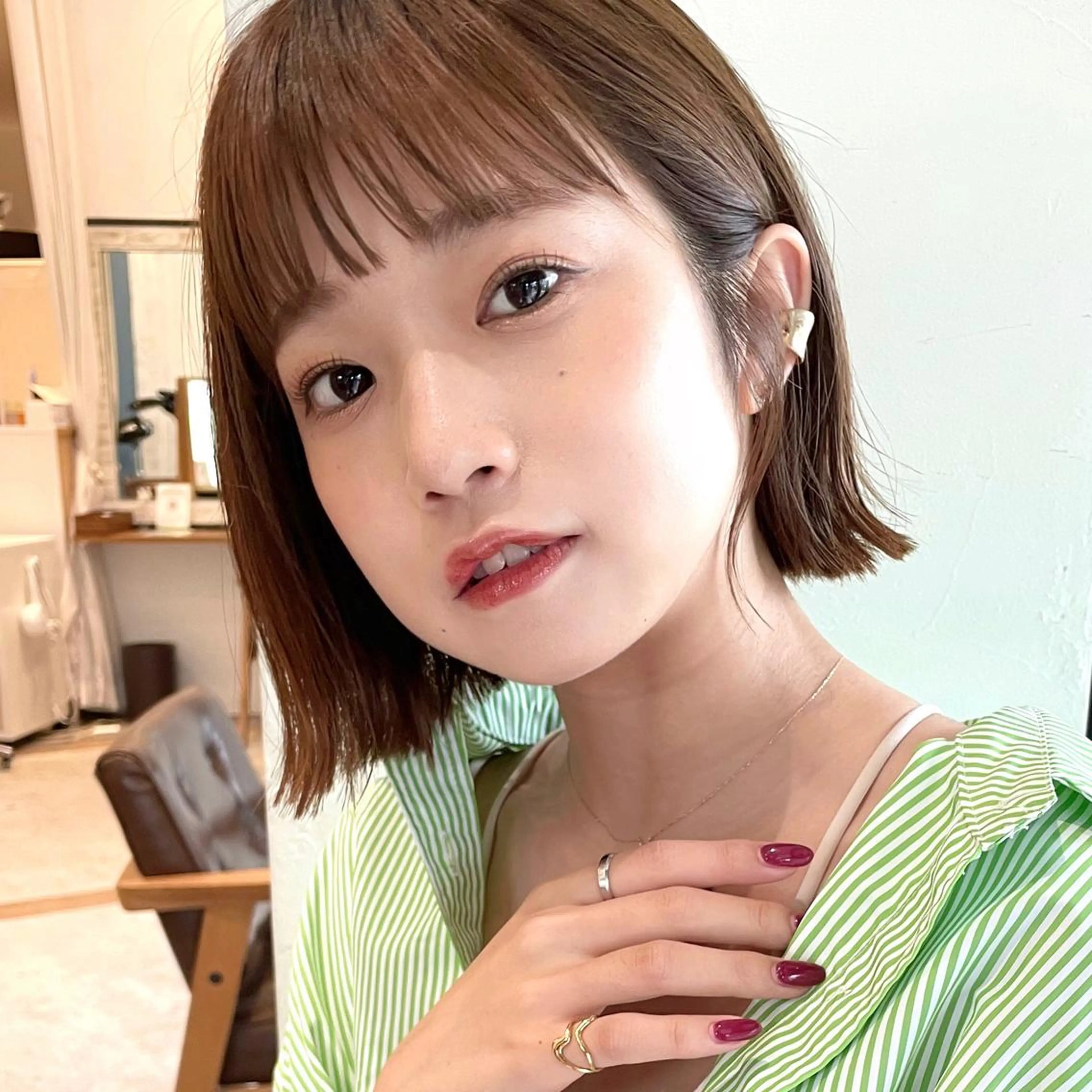 ショート カラー ヘアアレンジ ベージュカラー ボブ カット OAK 学芸大学所属・秋葉萌　透明感カラー /レイヤー/ボブ♡のヘアスタイル