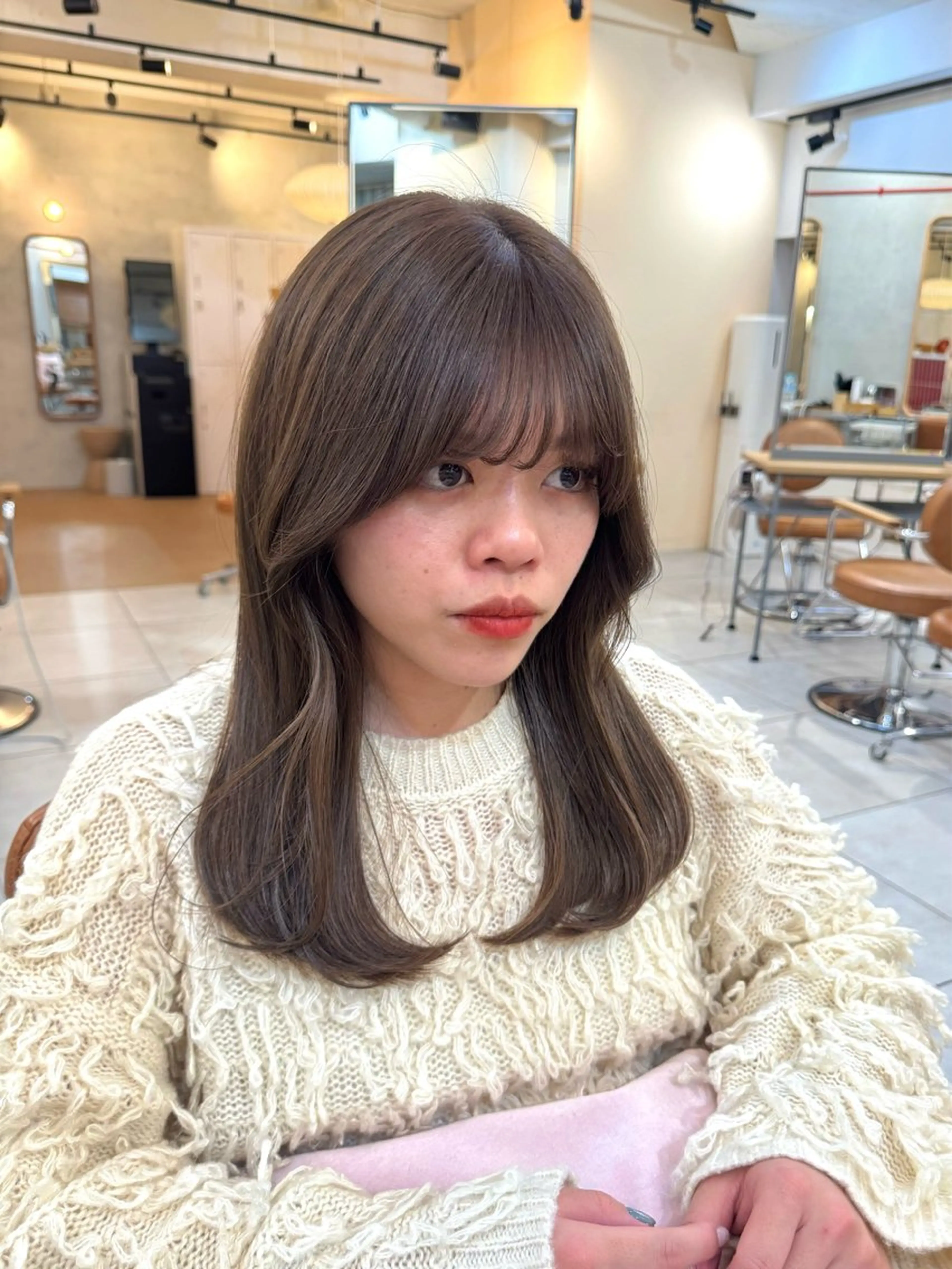 セミロング カラー ヘアカラー 🫧髪質改善/Wカラ ー 暖色 🌸桜🌸のヘアスタイル