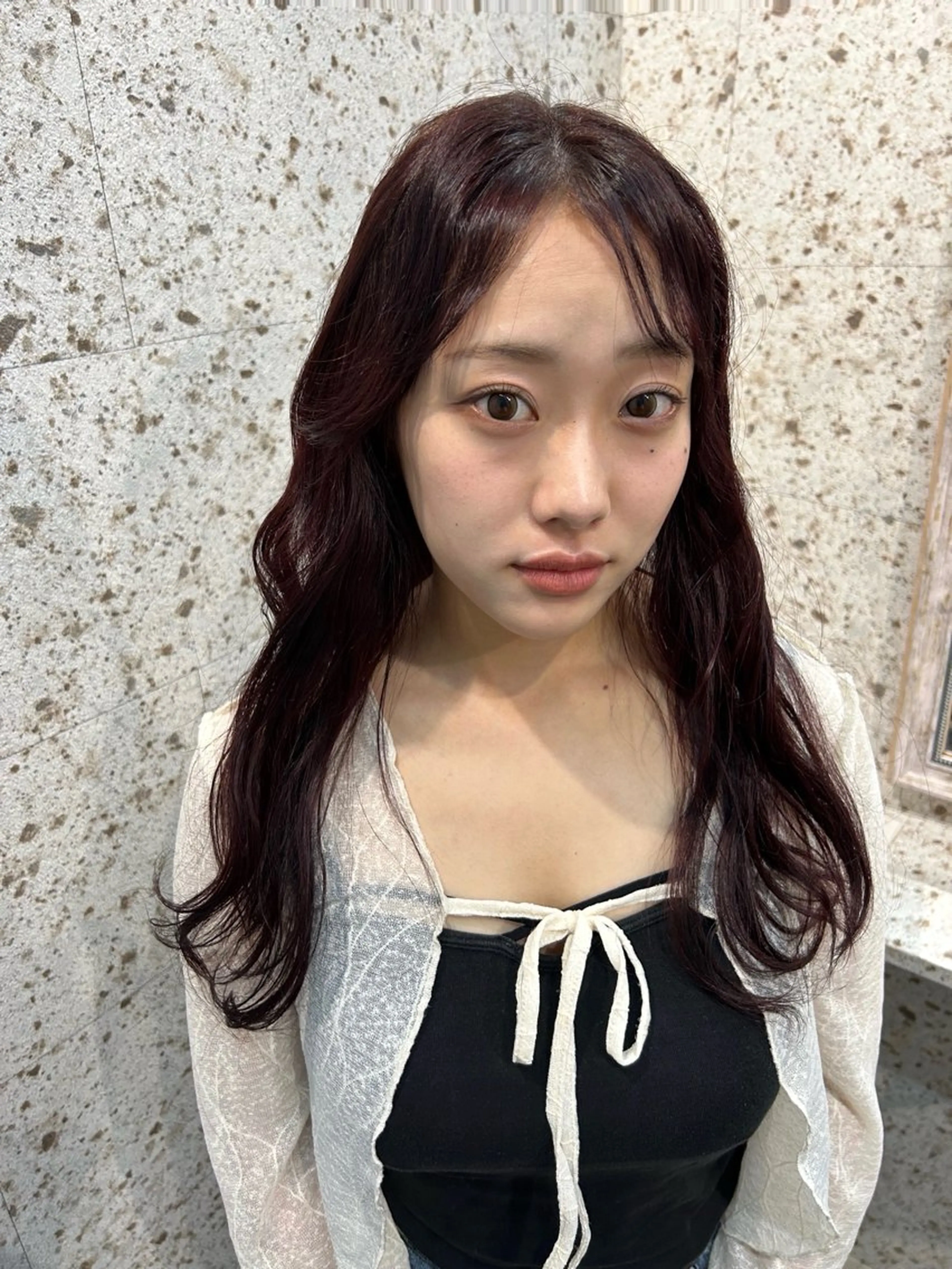 カラー ブリーチ ボルドーカラー カシス ブリーチなしカラー レッドカラー [lani ] konatsuのヘアスタイル