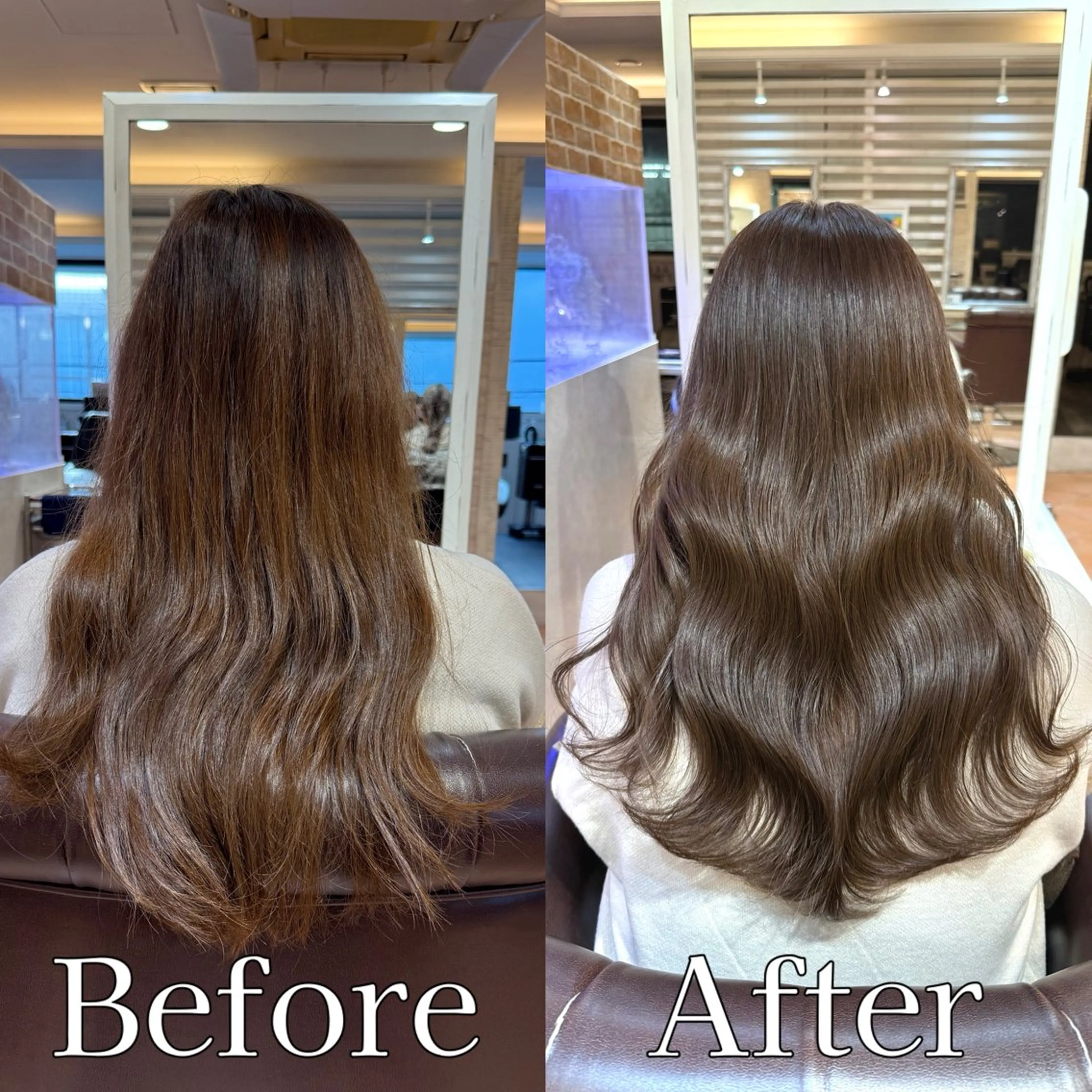 ロング カラー 切りっぱなしボブ ベージュカラー ブリーチ ブラウンカラー ダブルカラー ヘアカラー トリートメント ヘッドスパ ヘアセット Wカラー/髪質改善/ 艶カラー🩶Sanaのヘアスタイル