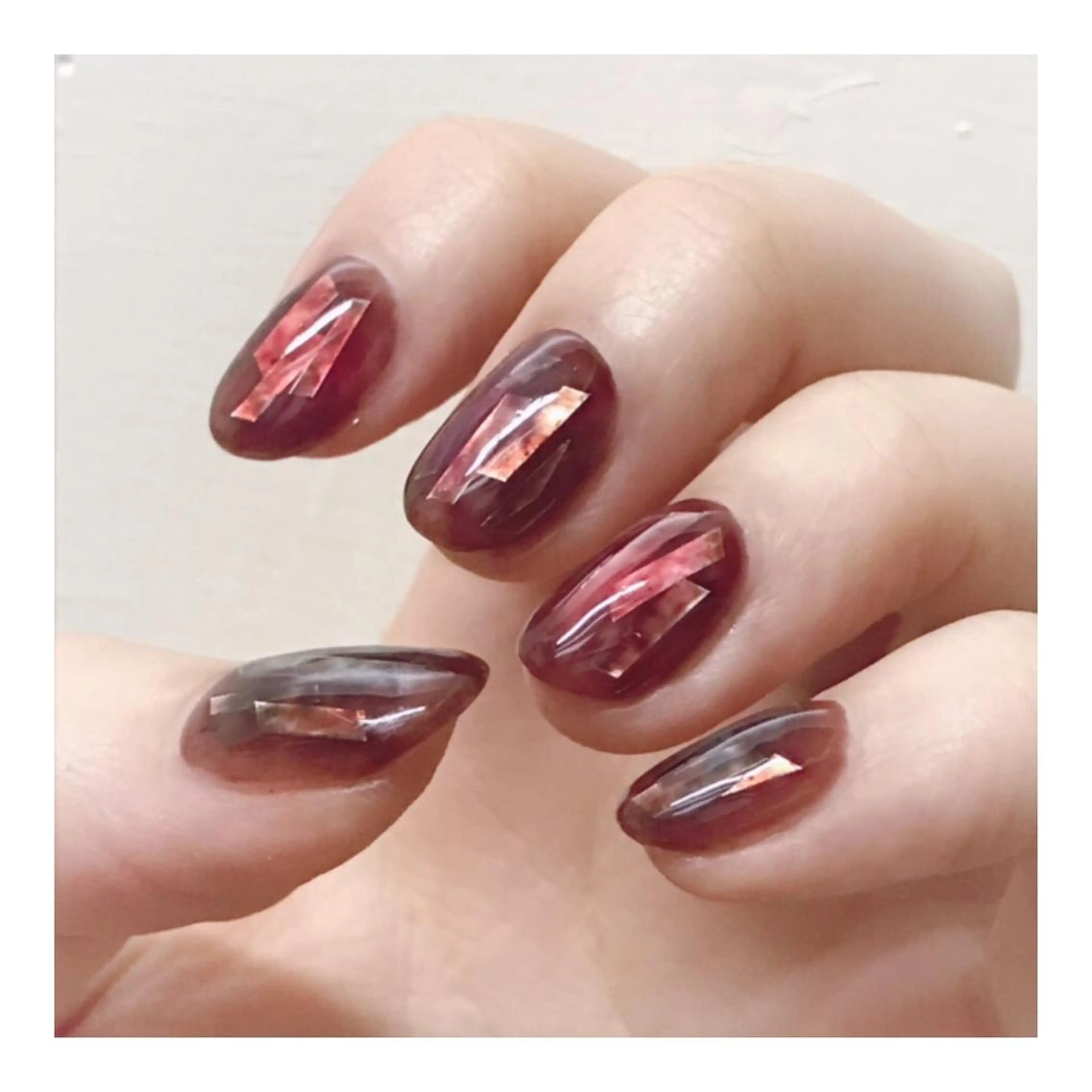 ネイル アートネイル ブラウン グリーン ラメ(グリッター) ニュアンスネイル ハンドネイル Franc2 nail所属・玉造、森ノ宮 fran2 nailのネイルデザイン