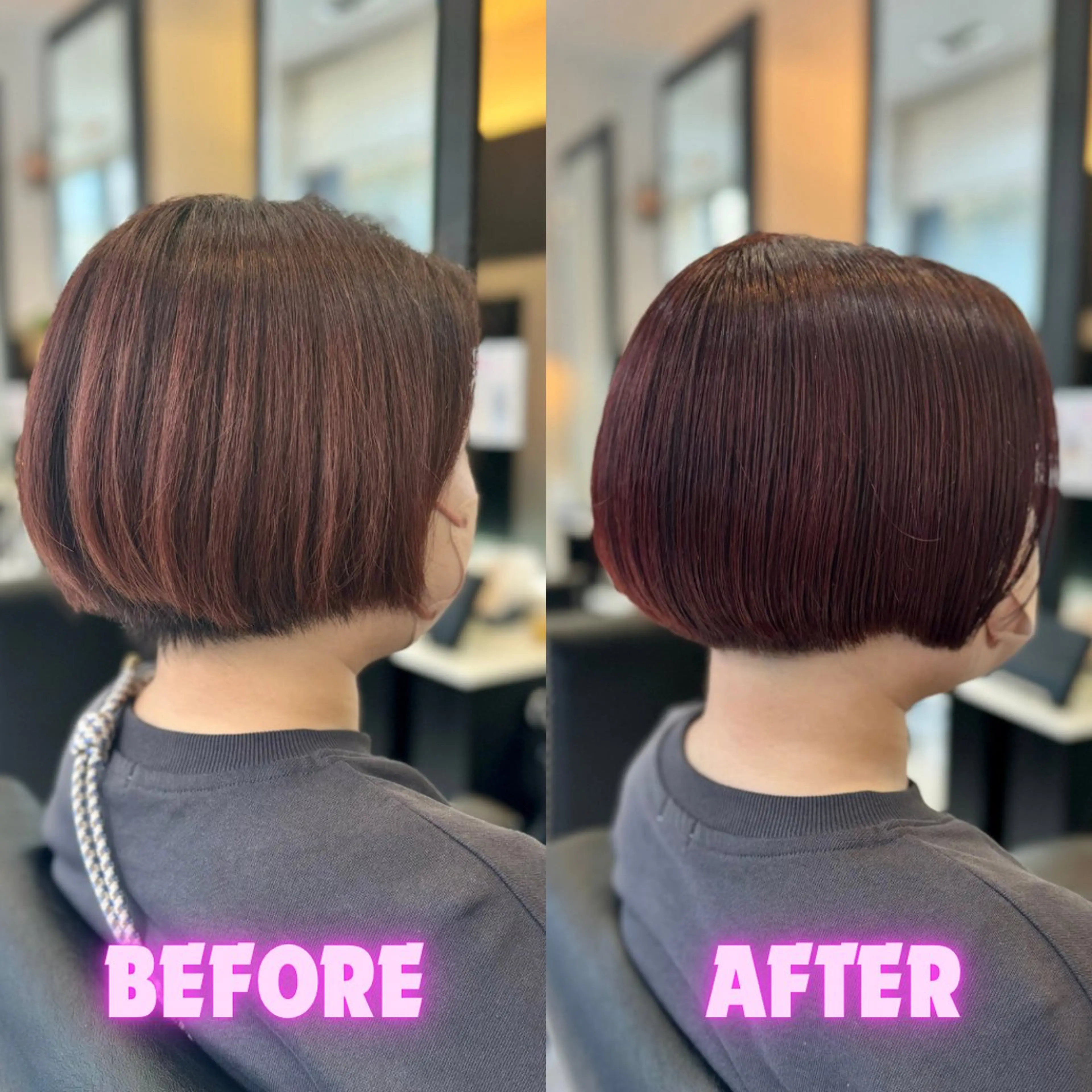 ショート カット ヘアカラー トリートメント YASU🍎ピンク/ 赤系カラー/髪質改善のヘアスタイル