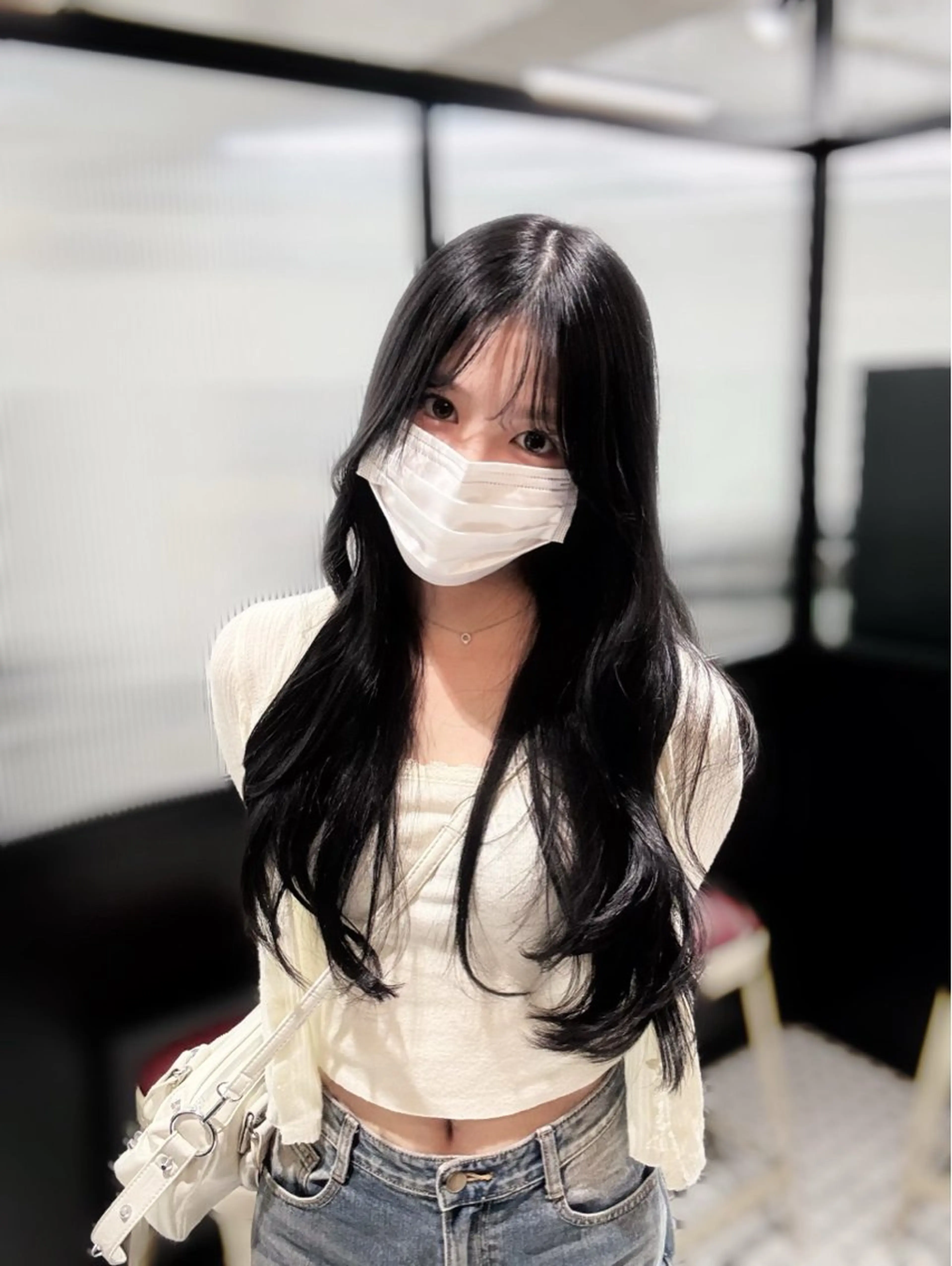 ロング カラー カット ヘアカラー ヘアセット 韓国/トレンド レイヤー【101】のヘアスタイル