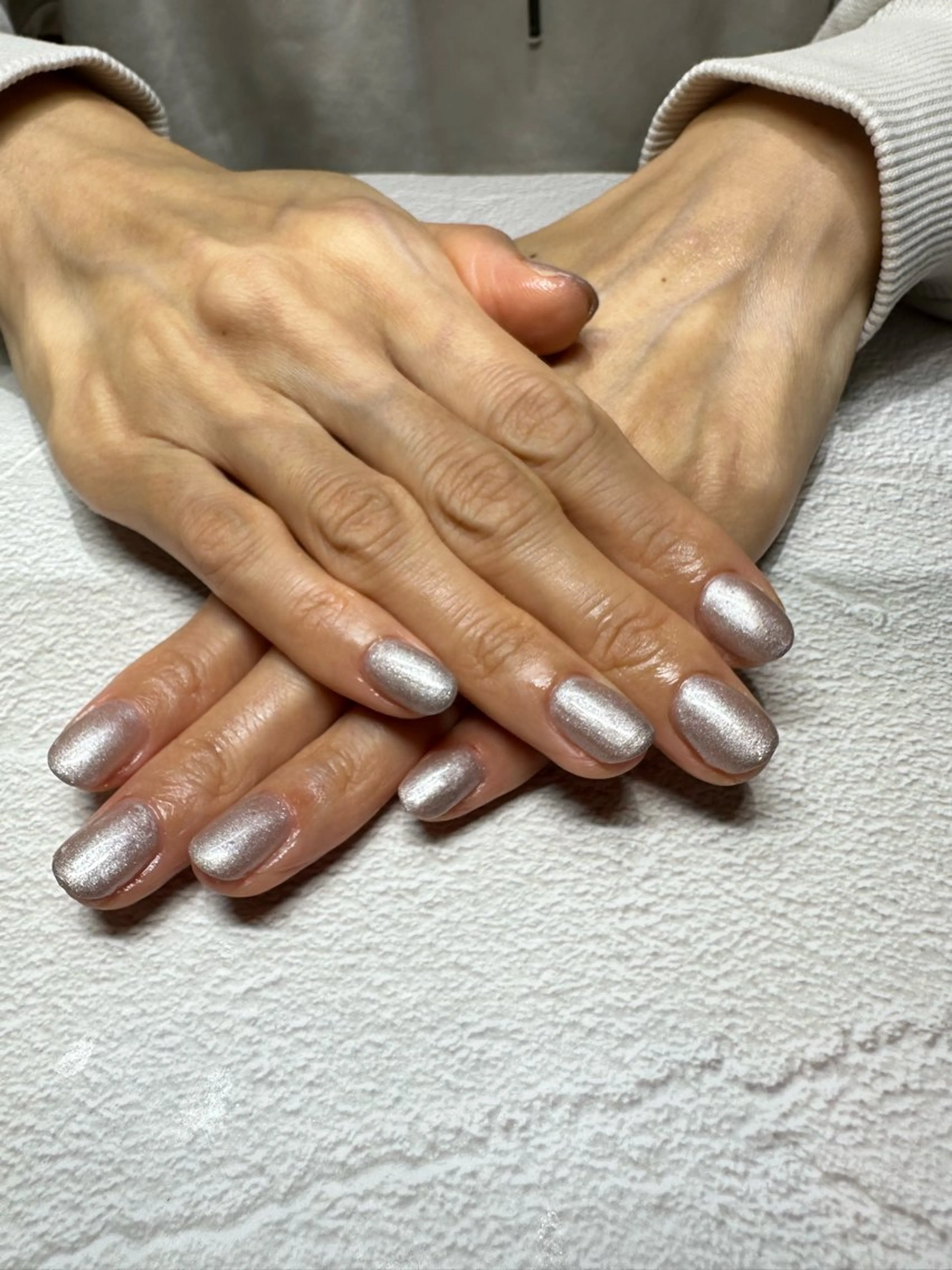 ネイル ワンカラーネイル シルバー ハンドネイル Tanemoto所属・Ueda Rieのネイルデザイン