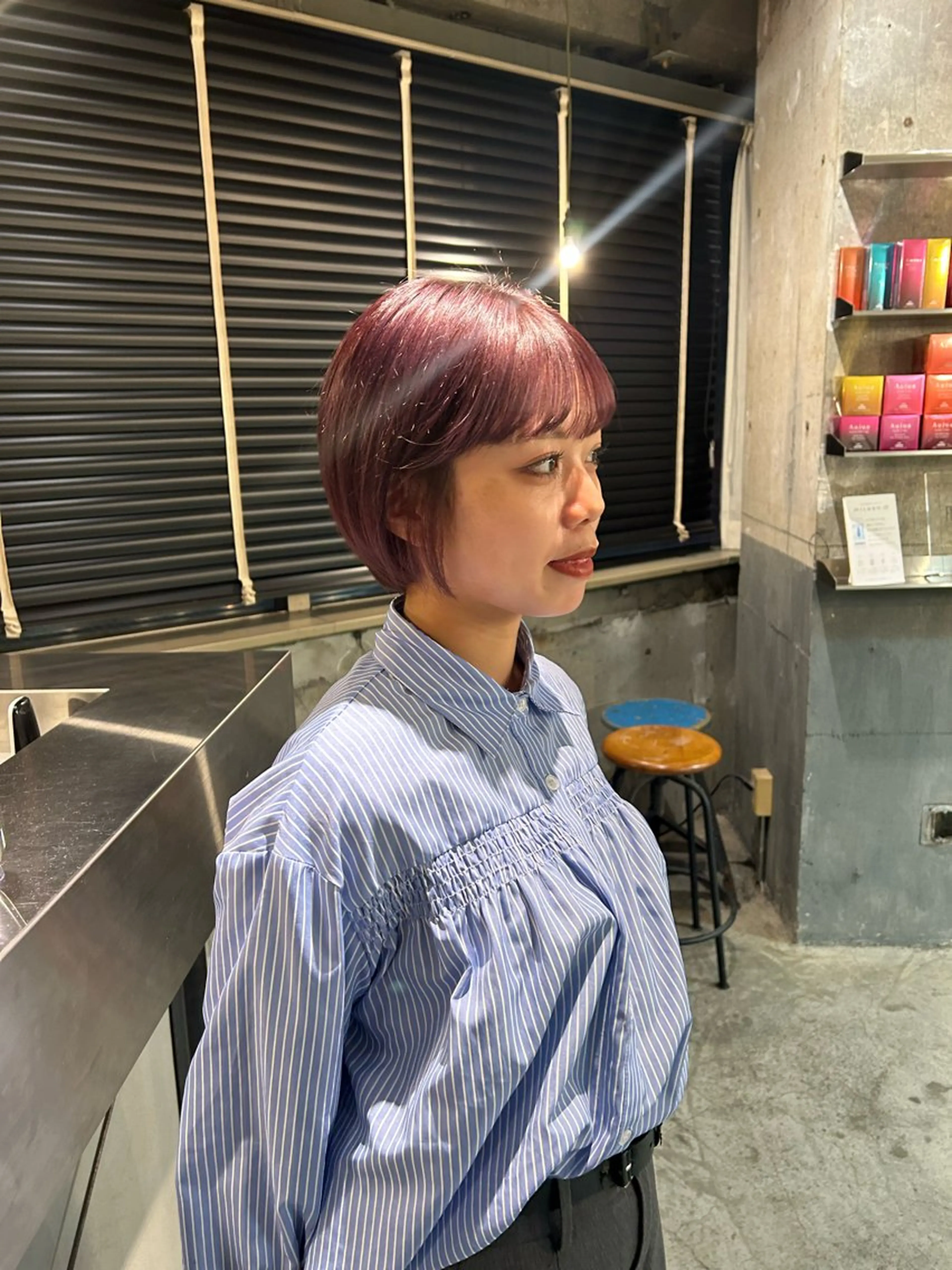 ミディアム カラー ブリーチ ピンクカラー ヘアカラー keen 立川のヘアスタイル