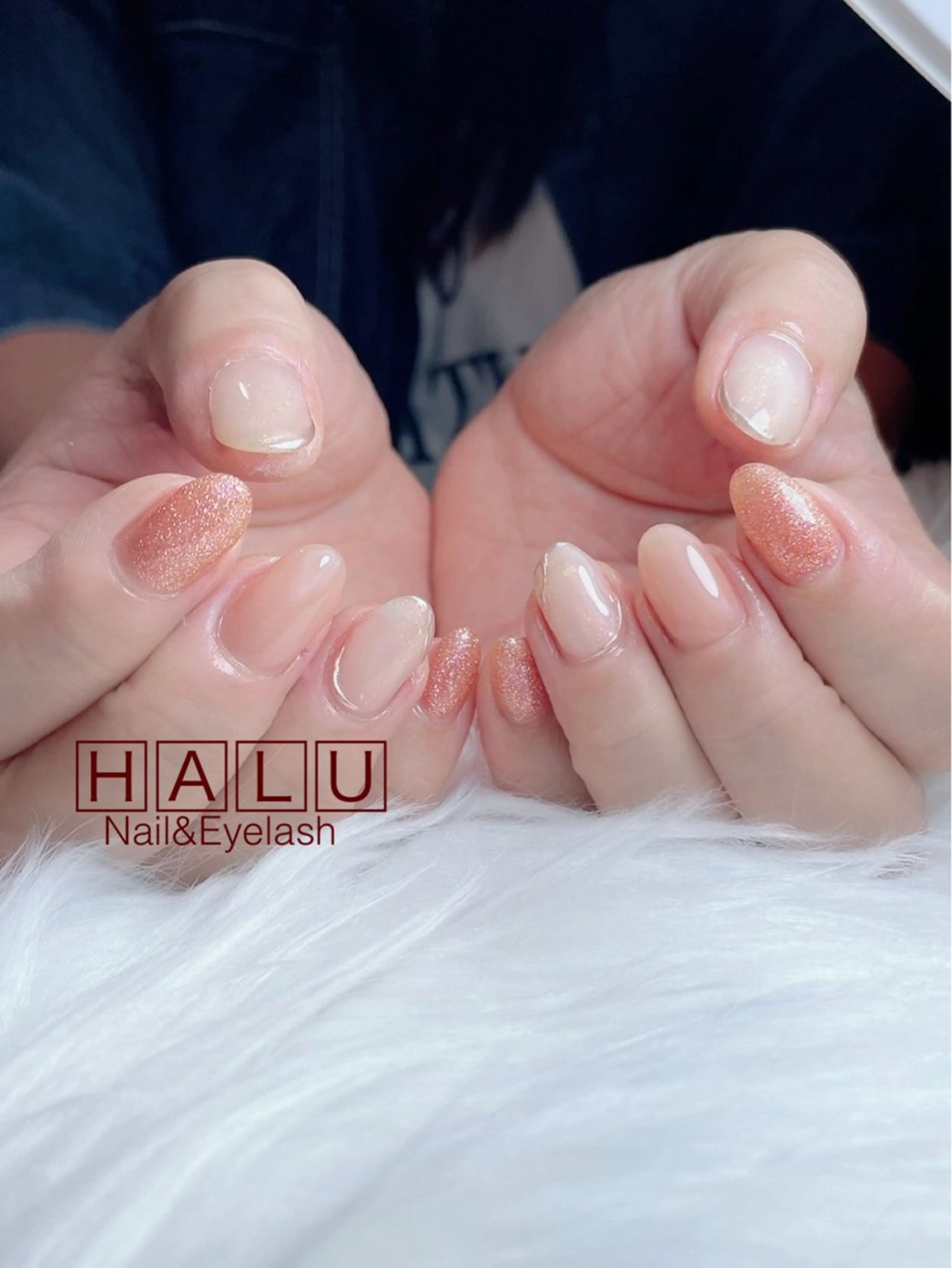 ネイル ブルー オレンジ ハンドネイル フットネイル HALU ハルのネイルデザイン