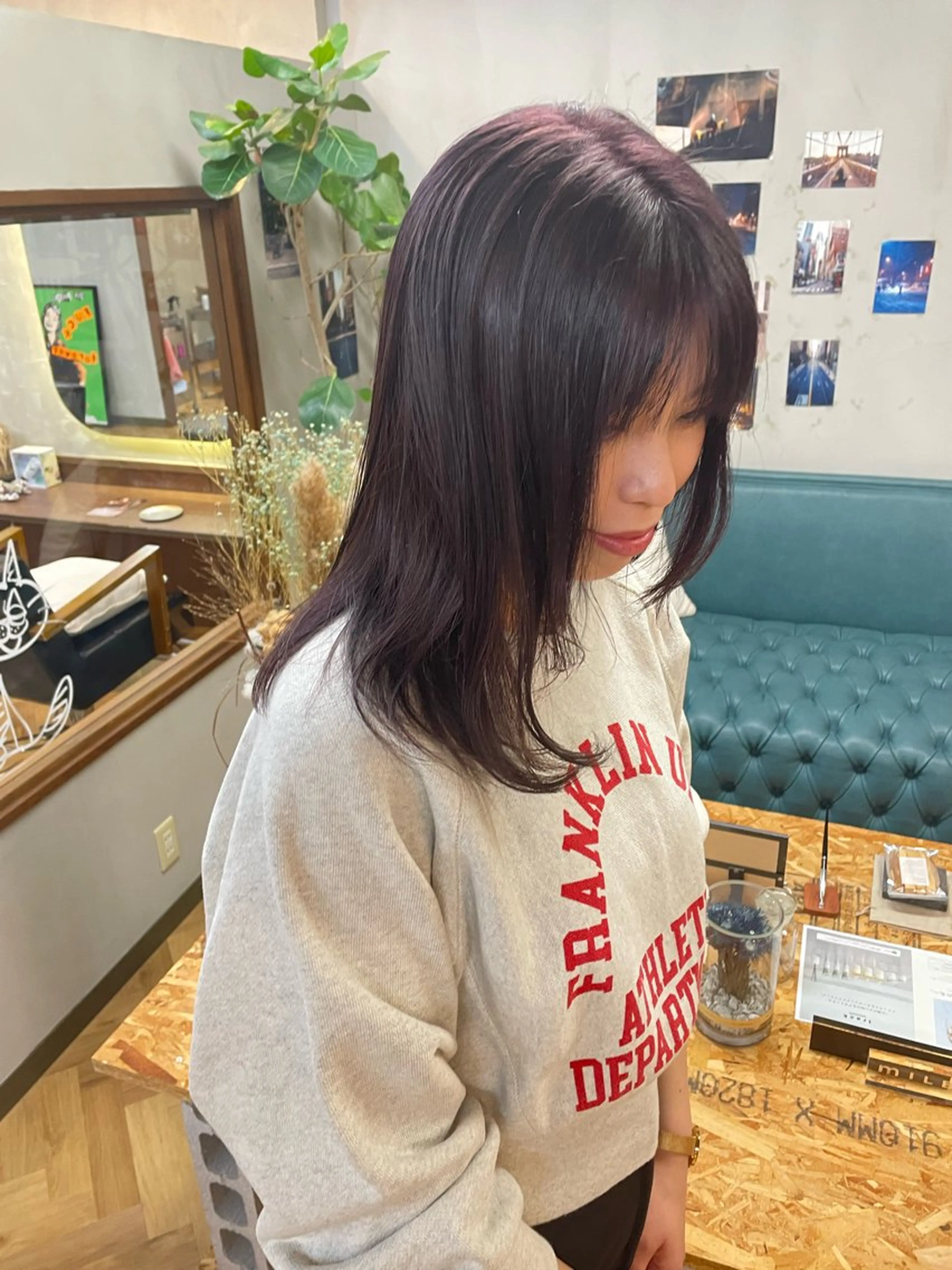 ミディアム カラー パーマ ヘアアレンジ メンズ ラベンダーカラー カット ヘアカラー トリートメント tatsumi/ボブ ウルフ/レイヤーのヘアスタイル