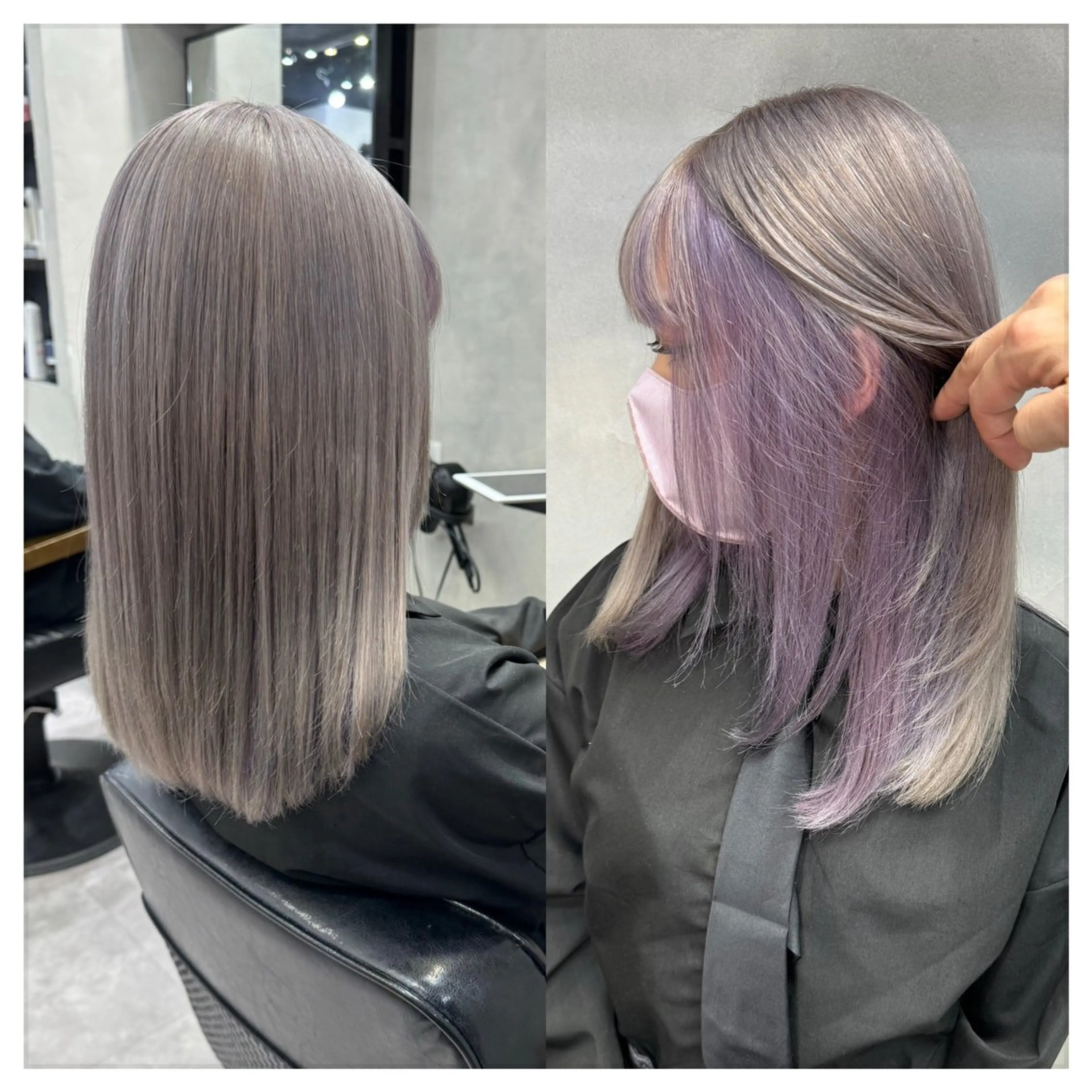 ミディアム カラー ハイトーンカラー インナーカラー カット ヘアカラー トリートメント ショート・ハイトーン ズーキーのヘアスタイル