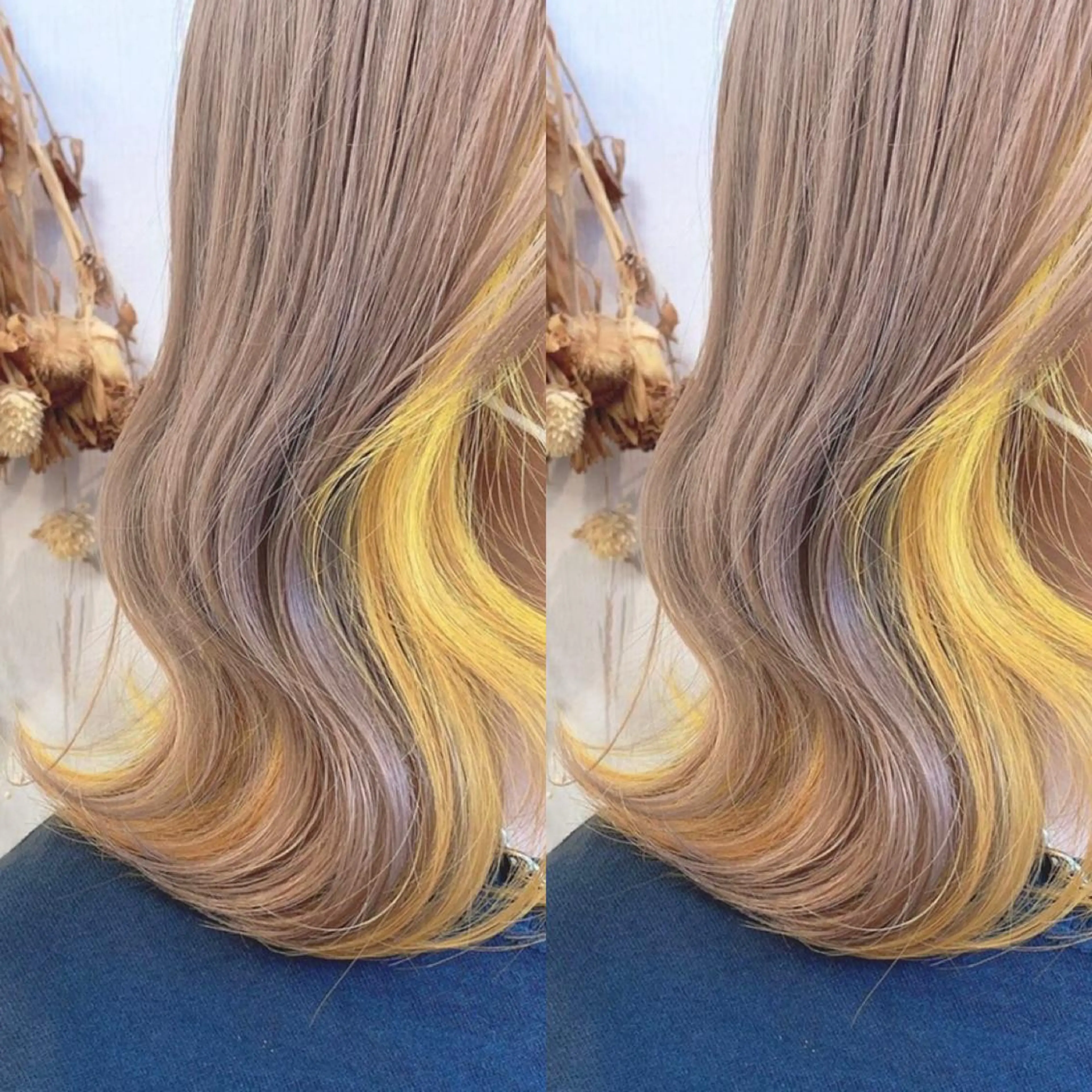 カラー ベージュカラー ブリーチ ミルクティーベージュ イエローカラー ヘアカラー トリートメント 渋谷:インナーカラー ／🍒エリカ🍒のヘアスタイル