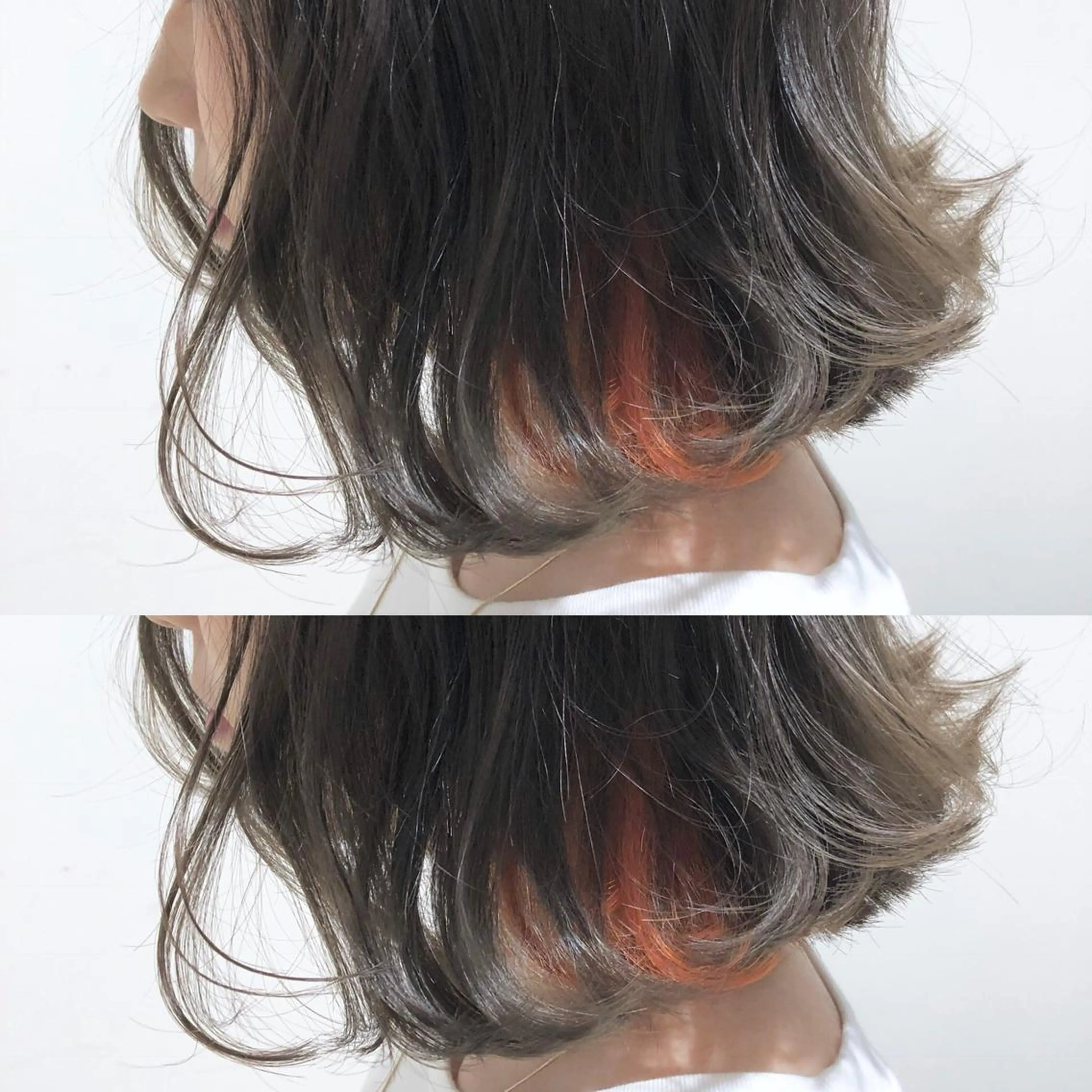 ショート カラー インナーカラー オレンジ カット ヘアカラー 上川 開生のヘアスタイル