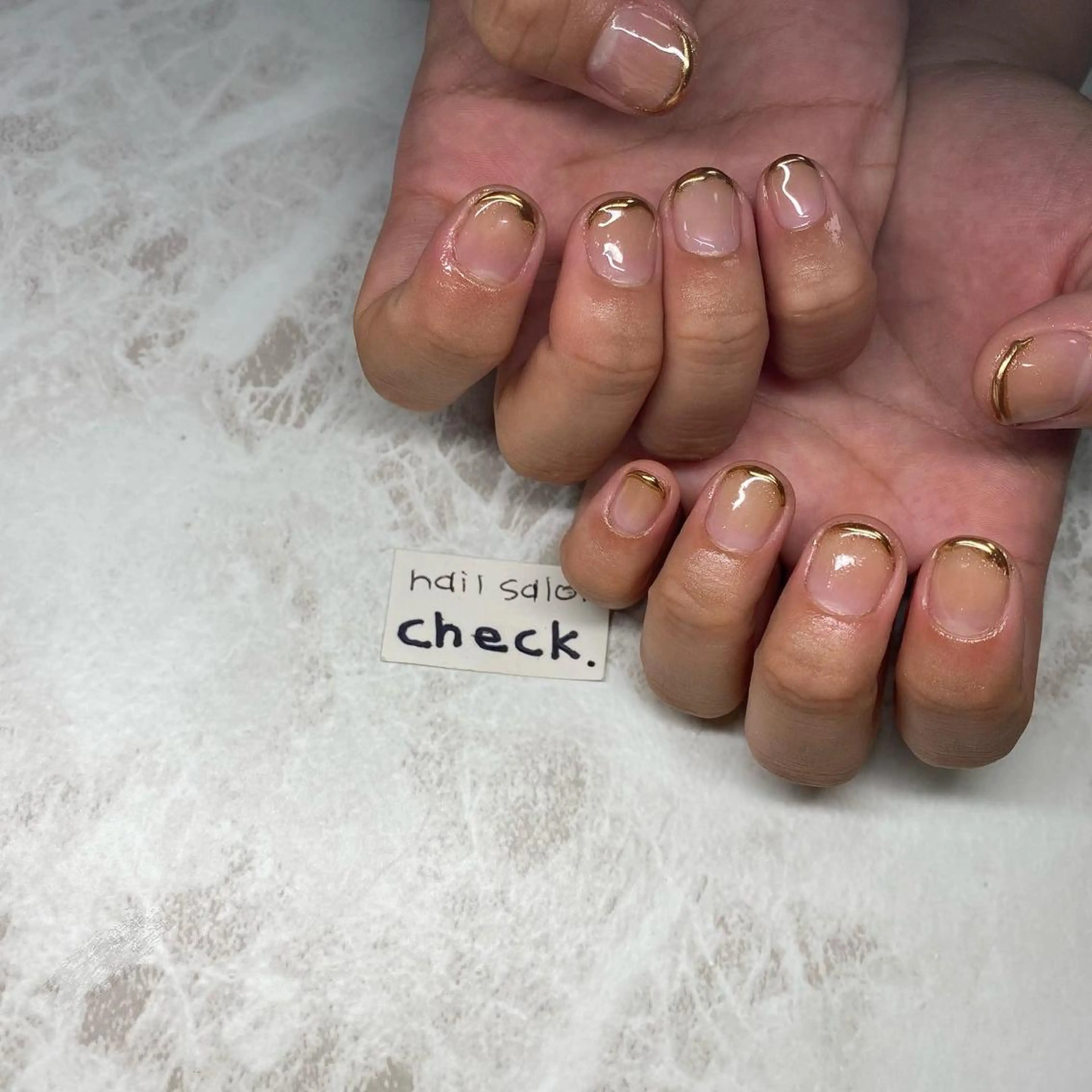 ネイル アートネイル フレンチネイル ニュアンスネイル 春ネイル 夏ネイル ハンドネイル ーCHECKー ちあきのネイルデザイン