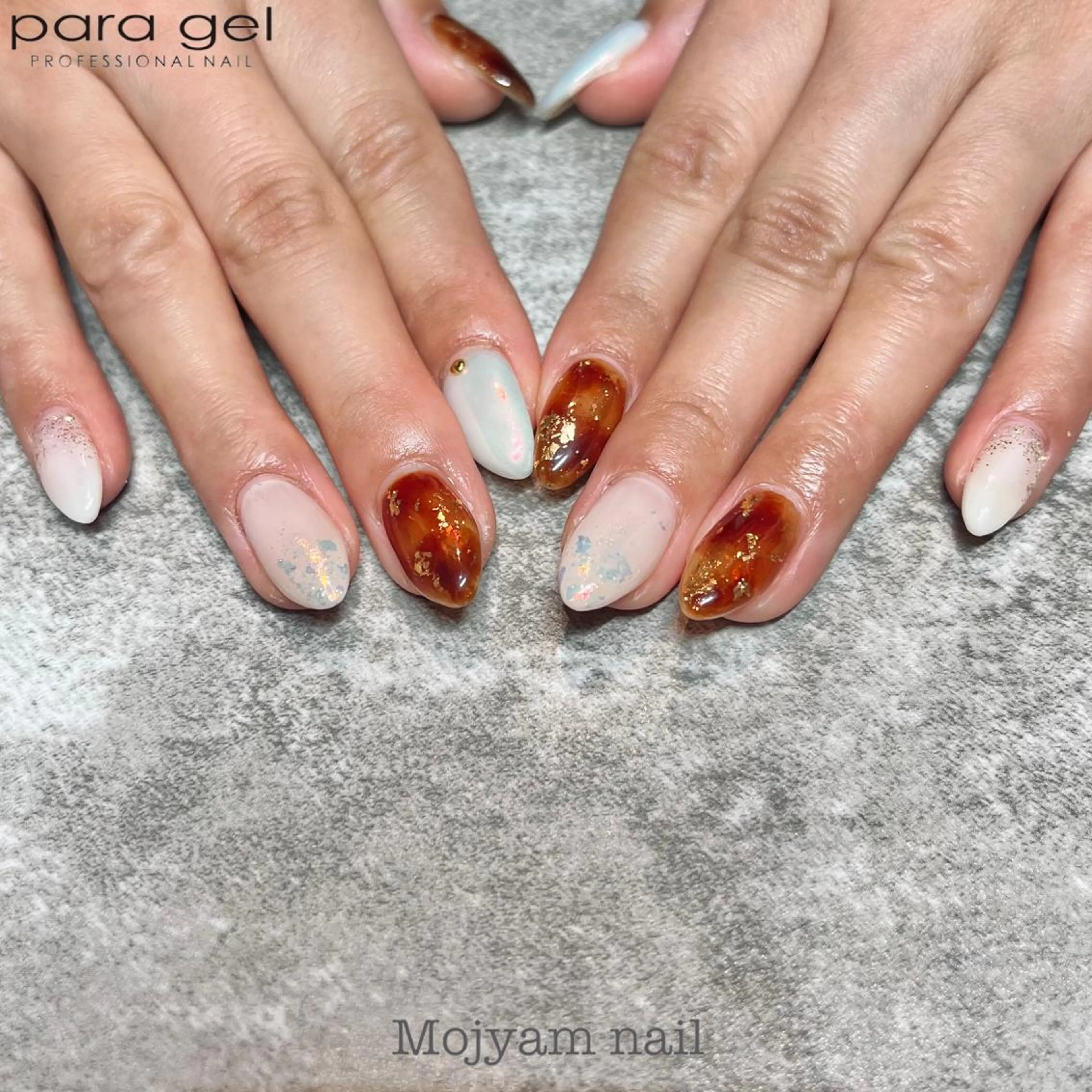 ネイル べっ甲ネイル ニュアンスネイル ハンドネイル Mojyam nail所属・松本 実咲のネイルデザイン