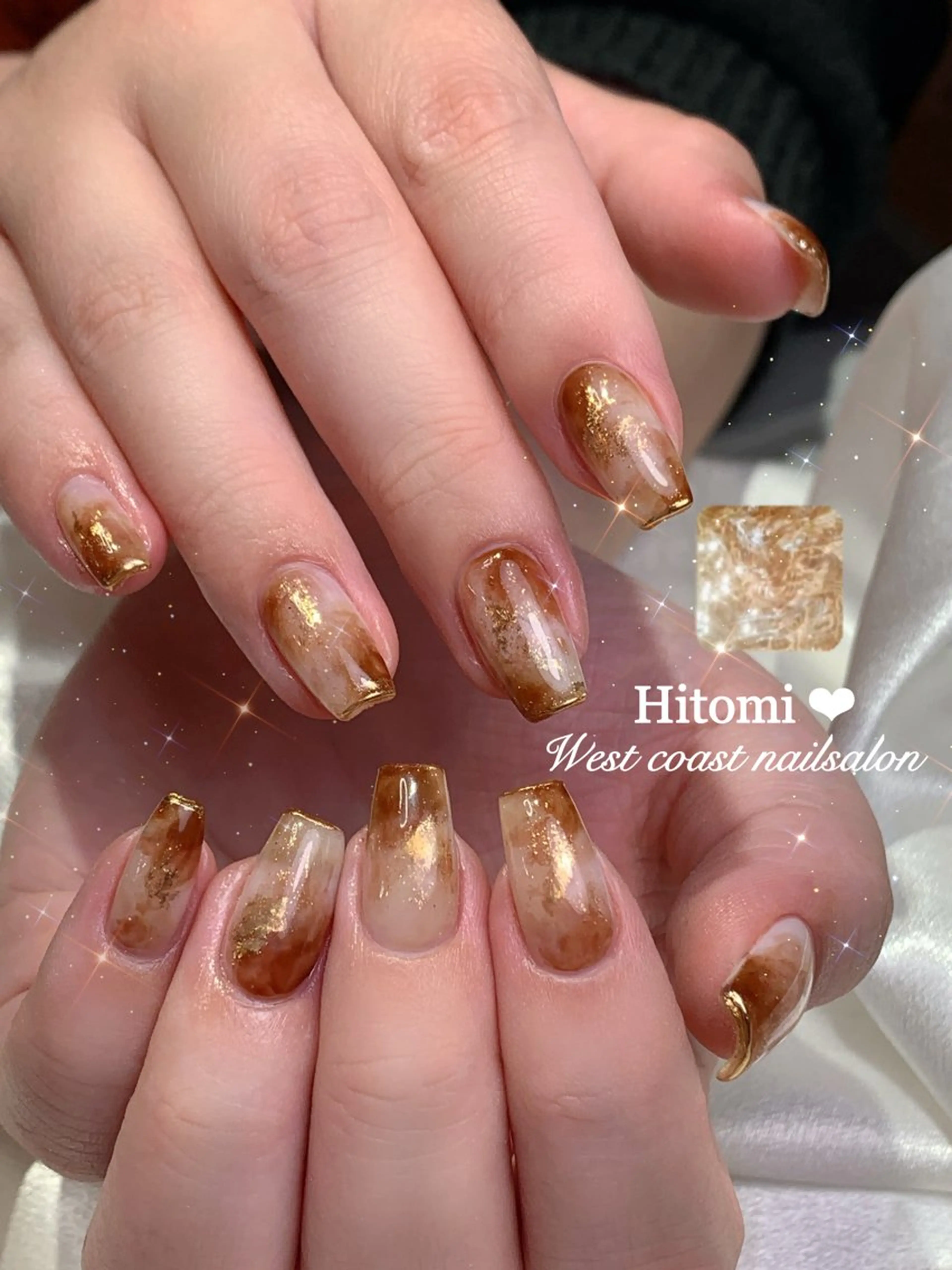 ネイル アートネイル ブラウン 卒業式 韓国ネイル 大理石ネイル(マーブル) ハンドネイル Hi_nails \ パラジェル取扱店のその他イメージ