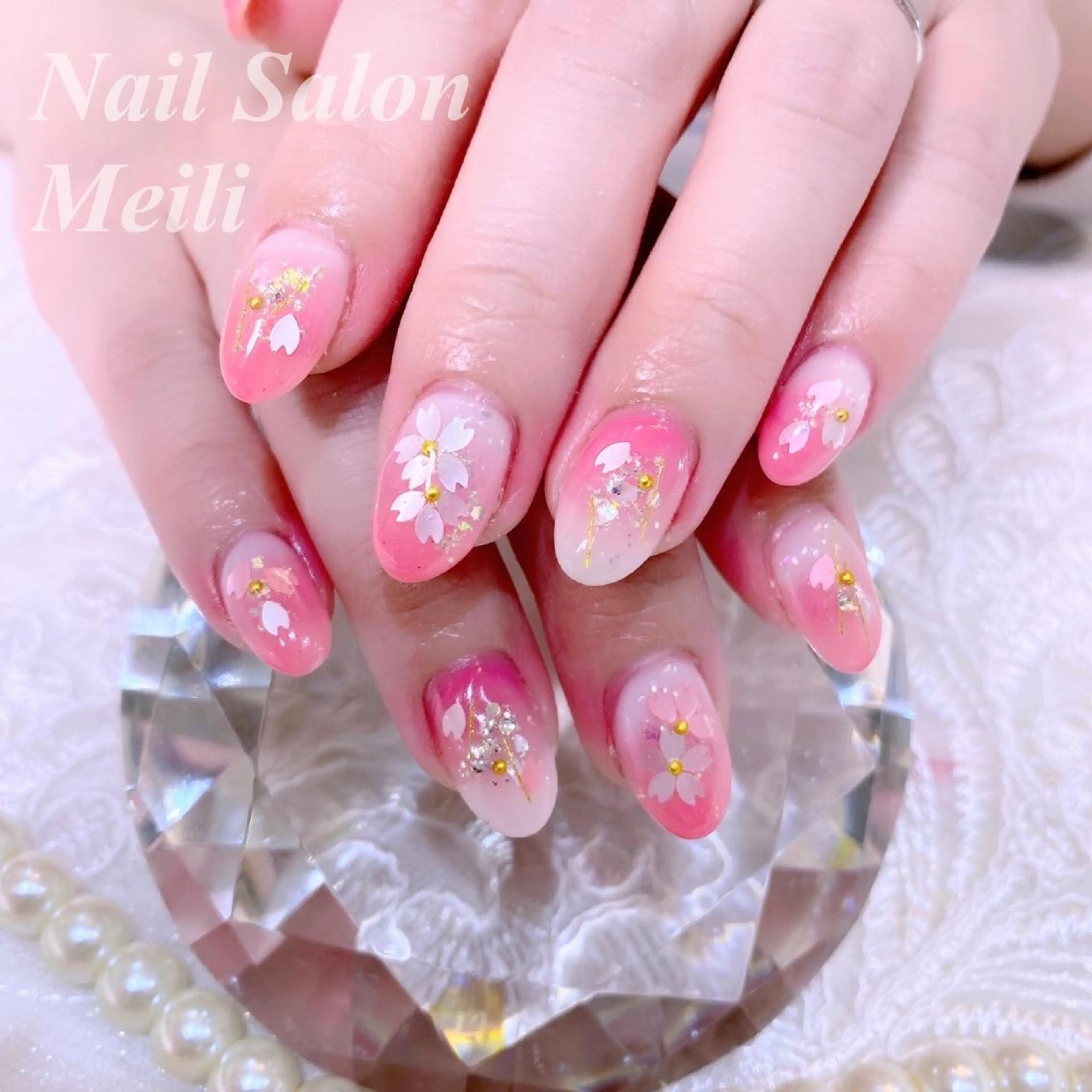 ネイル 桜ネイル フラワーネイル グラデーション 卒業式 ピンク NAILSALON MEILIのネイルデザイン