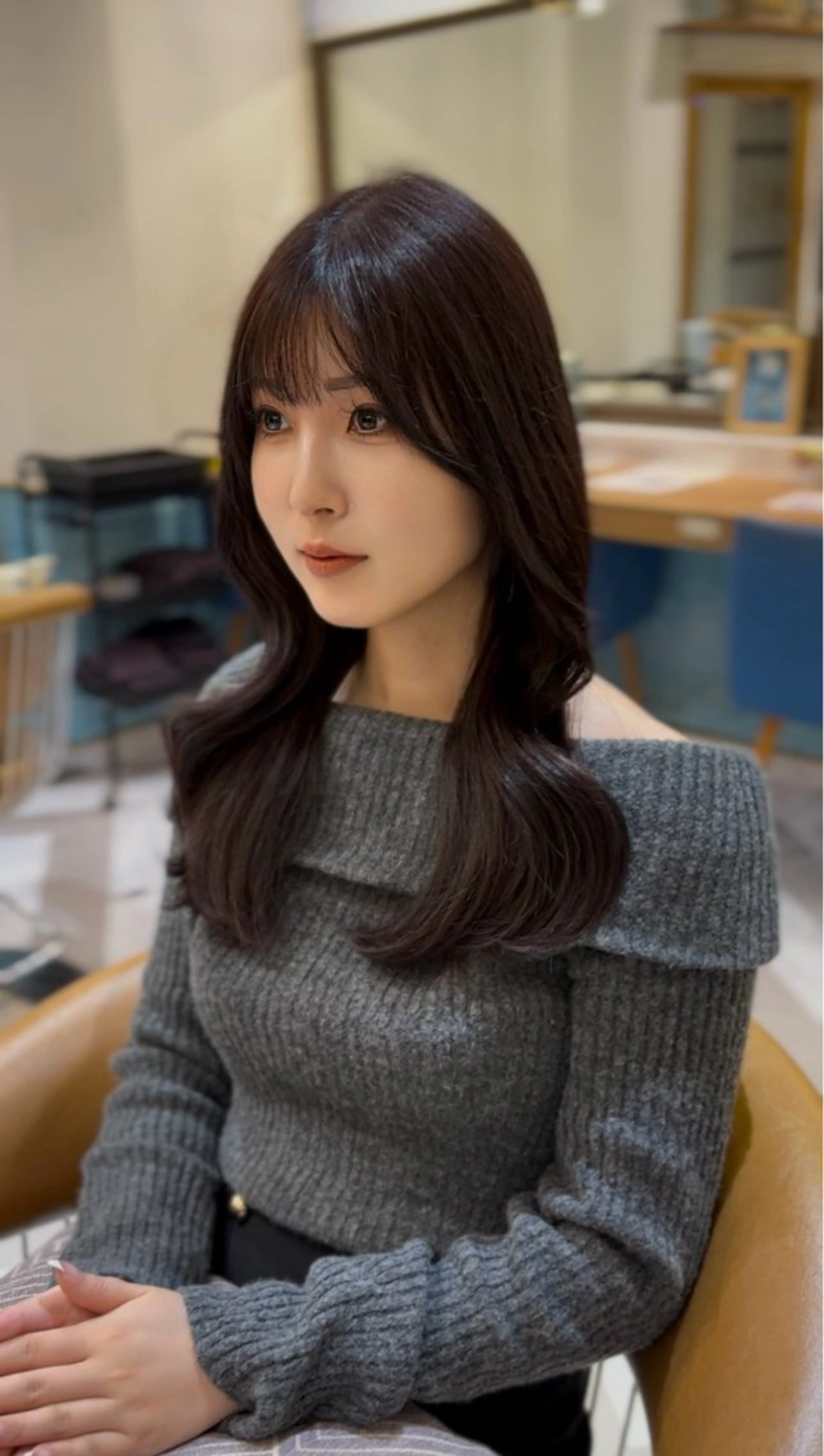 ロング カット ヘアカラー トリートメント ヘッドスパ ヘアセット ❤︎韓国レイヤー/透 明感カラー/目黒のヘアスタイル