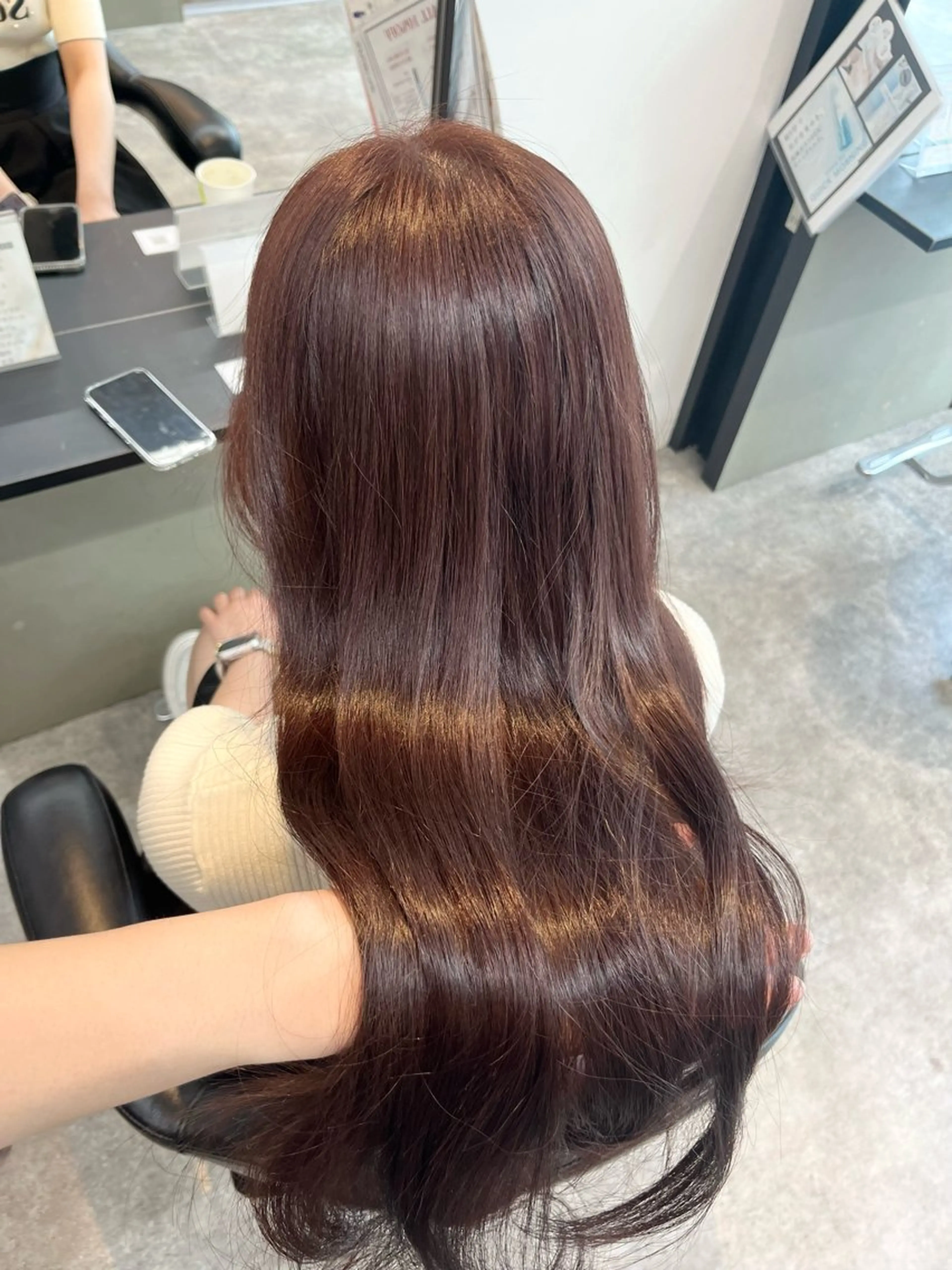 ロング カラー ブリーチ ブラウンカラー ブリーチなしカラー ピンクカラー ピンクブラウン kanato🇰🇷 【札幌韓国ヘア】のヘアスタイル