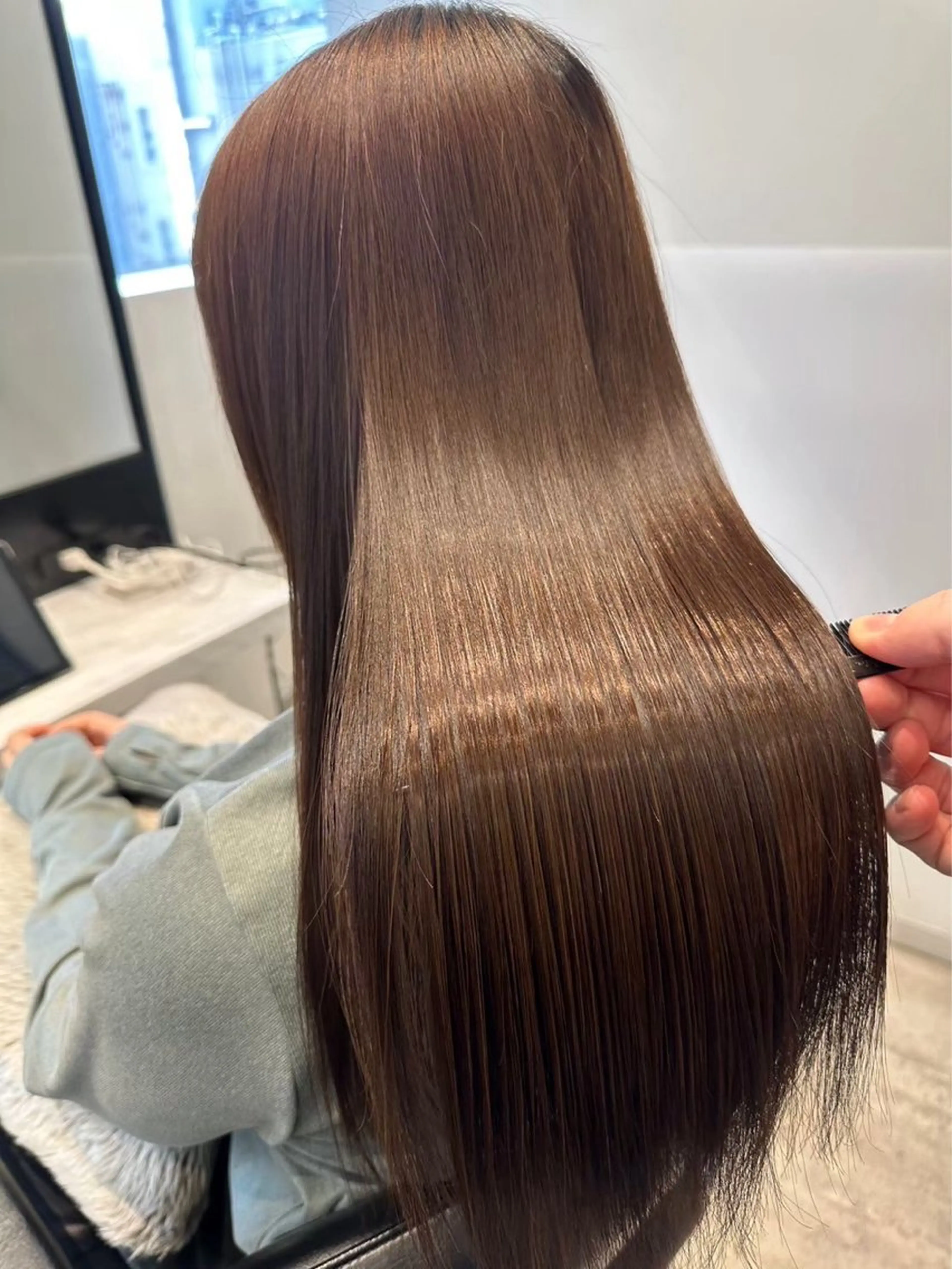 ロング 切りっぱなしボブ ボブ 髪質改善 韓国風ヘア レイヤーカット カット 縮毛矯正 トリートメント ヘッドスパ ヘアセット Wカラー/髪質改善/ 艶カラー🩶Sanaのヘアスタイル