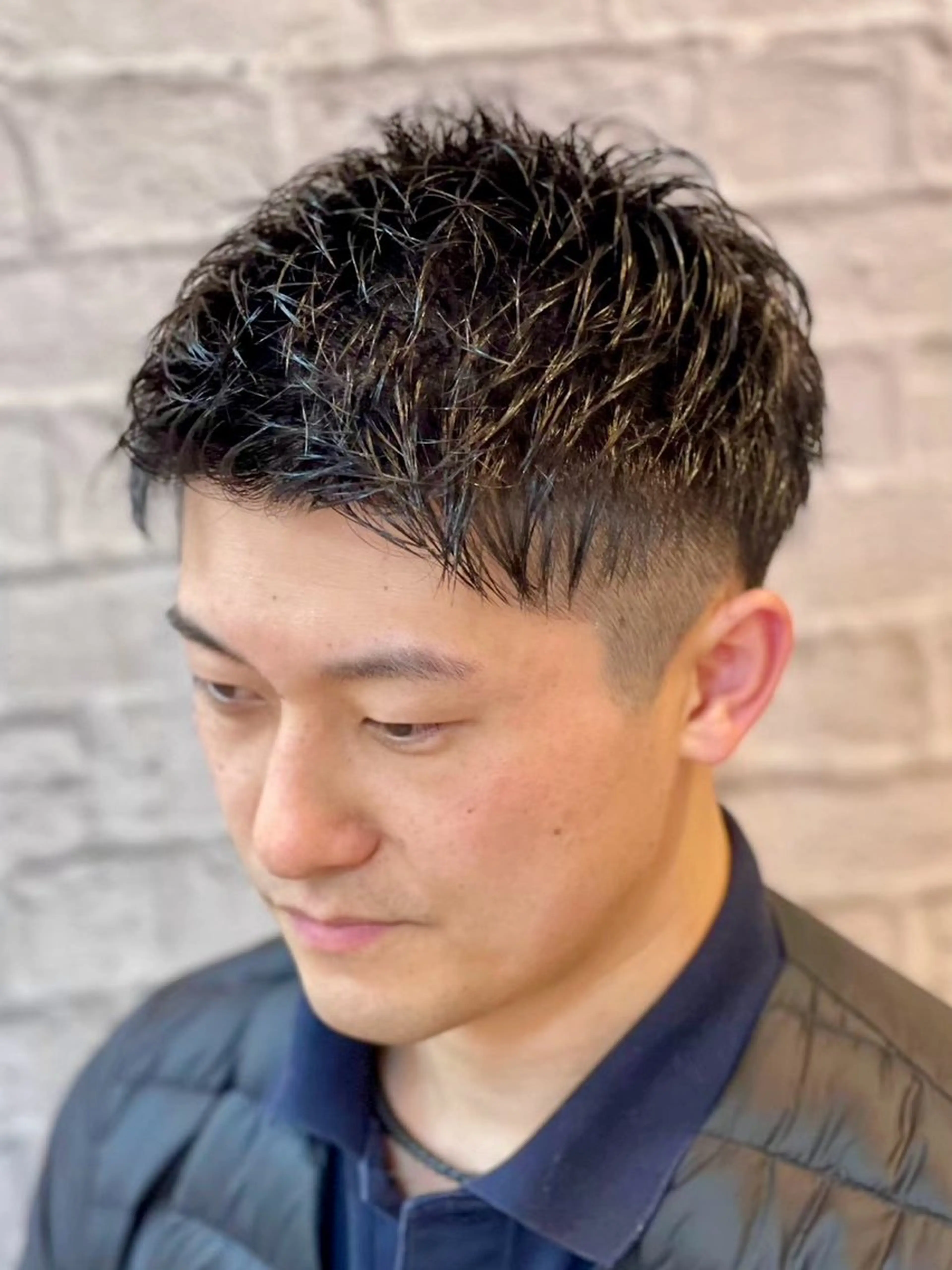 ショート パーマ ヘアアレンジ メンズ キッズ 子どものヘアアレンジ アップバング センターパート ダウンパーマ フェードカット カット ヘアセット メンズカット/パーマ 山崎航平💈のヘアスタイル