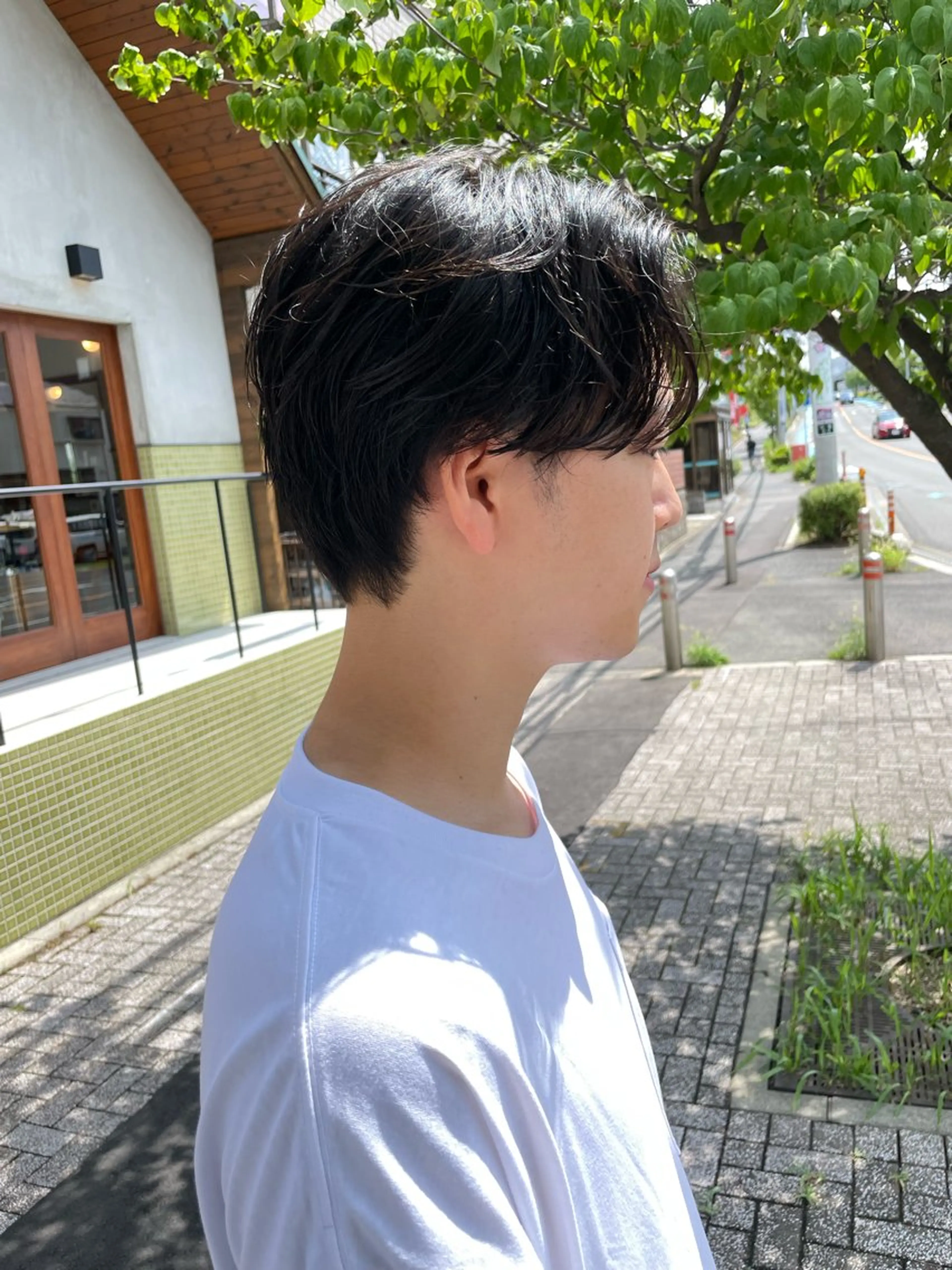 メンズ センターパート カット パーマ 五十嵐 雄毅のヘアスタイル