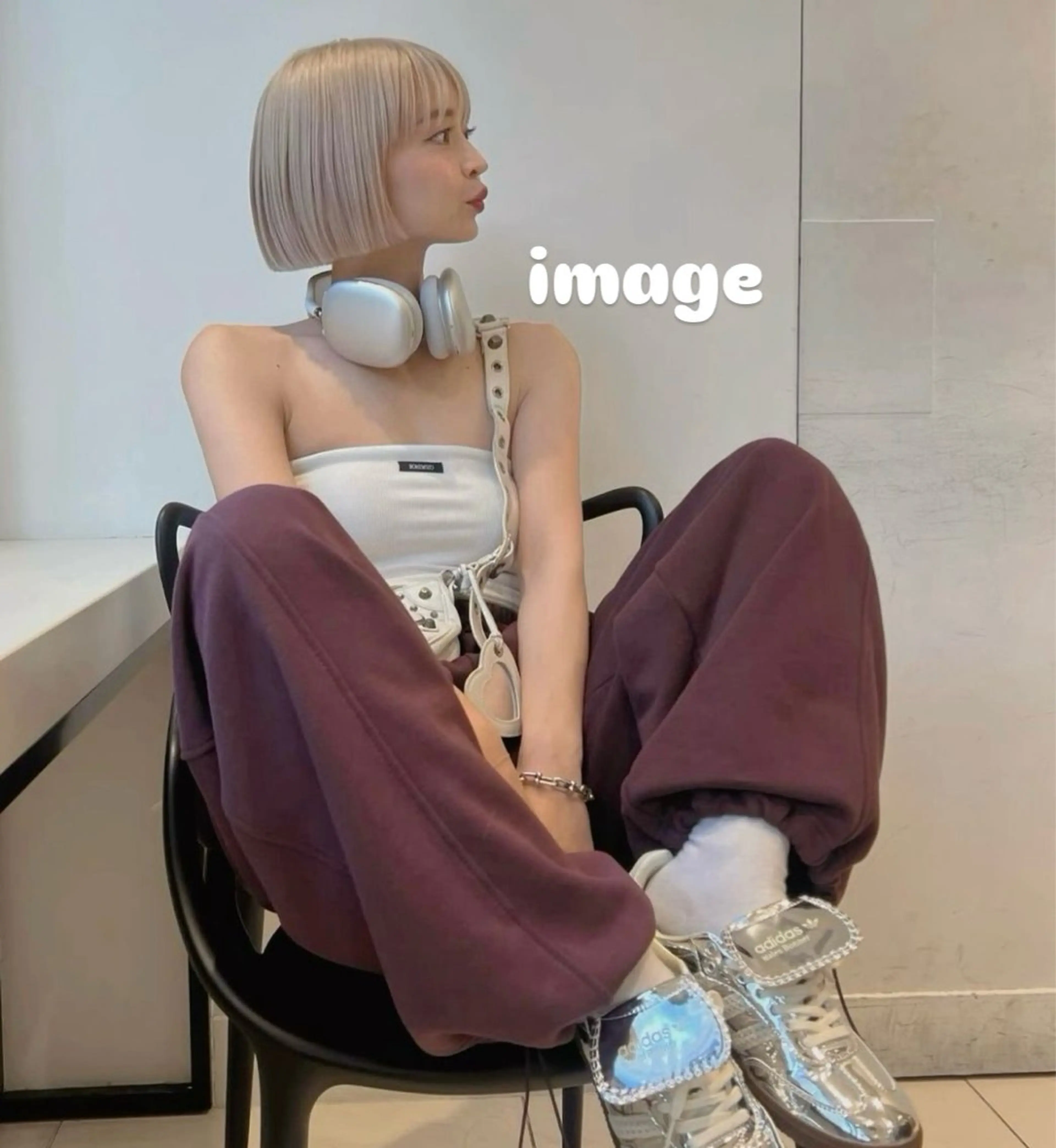 ミディアム カラー ブロンド ハイトーンカラー ボブ 韓国風ヘア カット ヘアカラー ぱっつんボブ☆メンズ カットYUTOのヘアスタイル