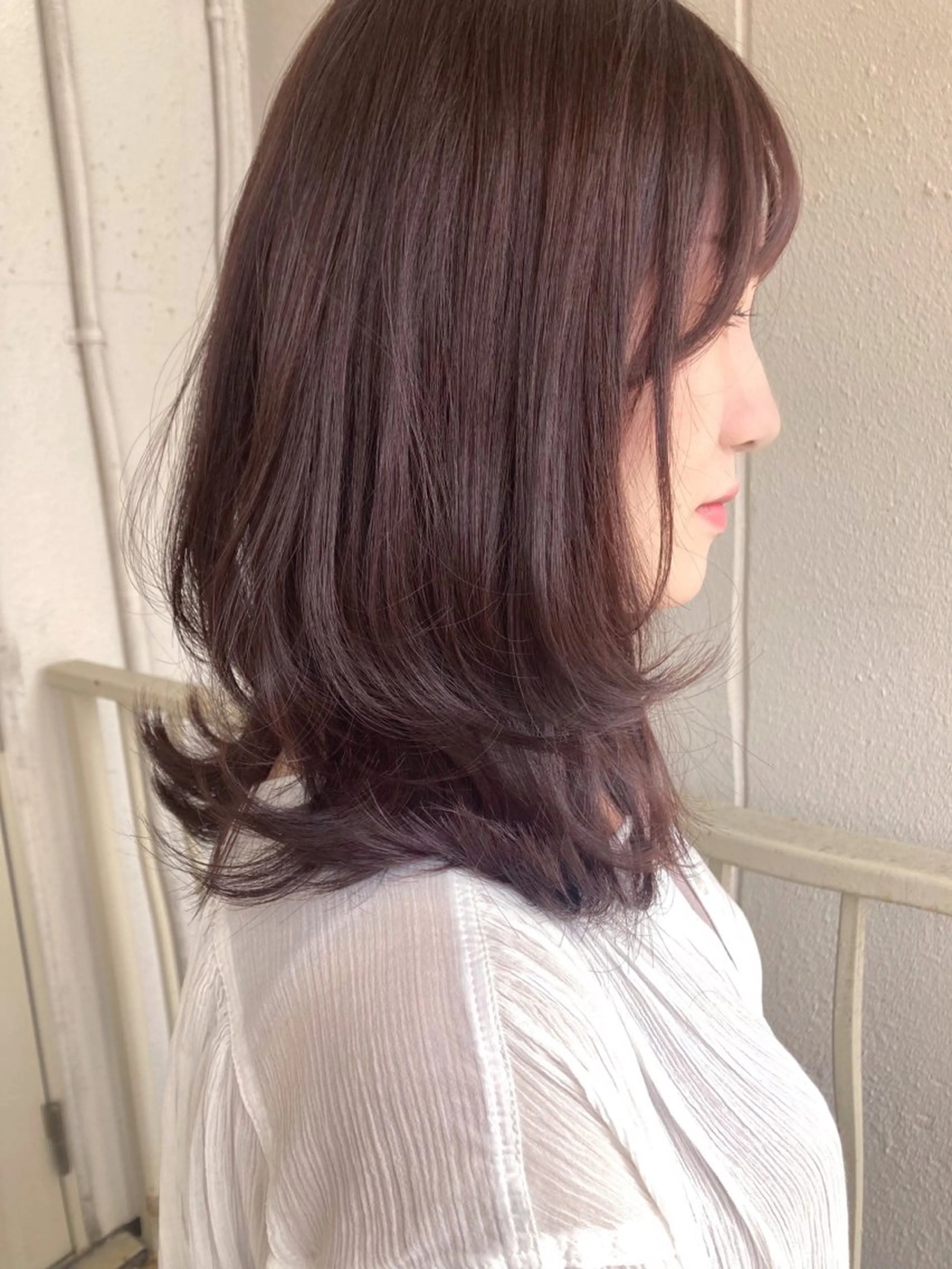 セミロング ピンクブラウン レイヤーカット roka ノゾミのヘアスタイル