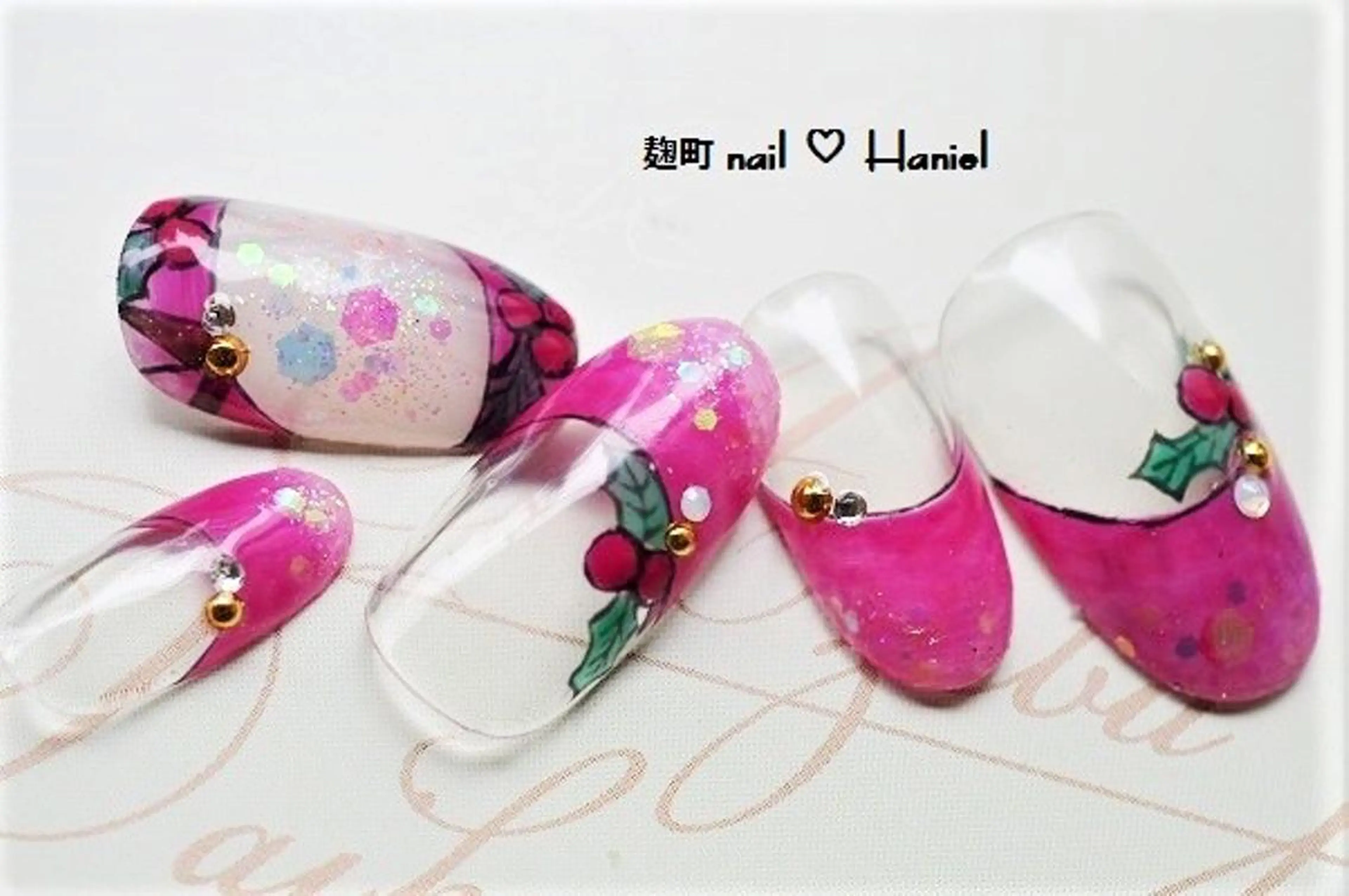 ネイル アートネイル ジェルネイル パラジェル 冬ネイル クリスマス nail Haniel所属・半蔵門サロンハニエル 魅神 ちよのネイルデザイン