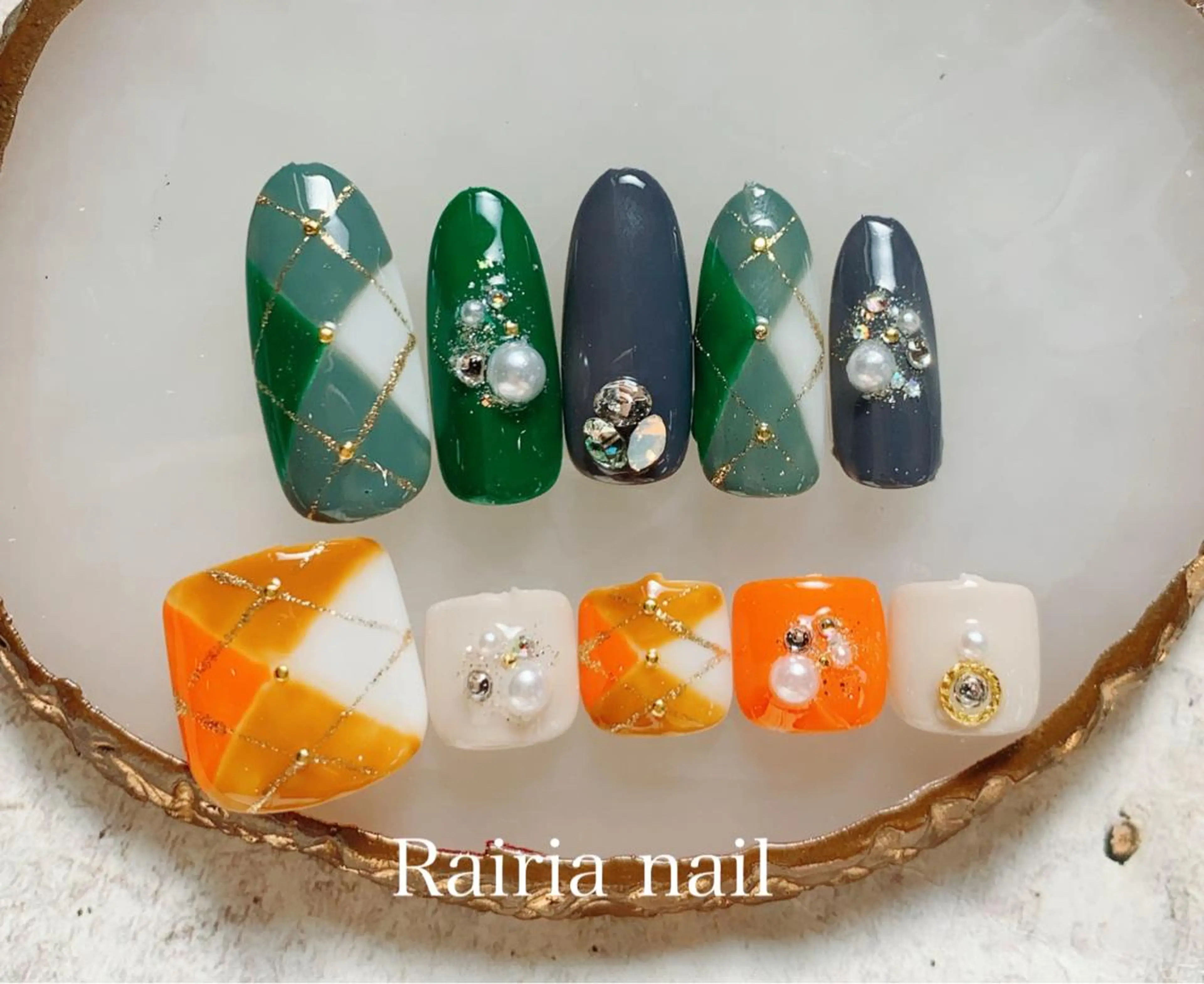 ネイル アートネイル カジュアル フットネイル ジェルネイル キラキラネイル Rairia nail本八幡店のネイルデザイン