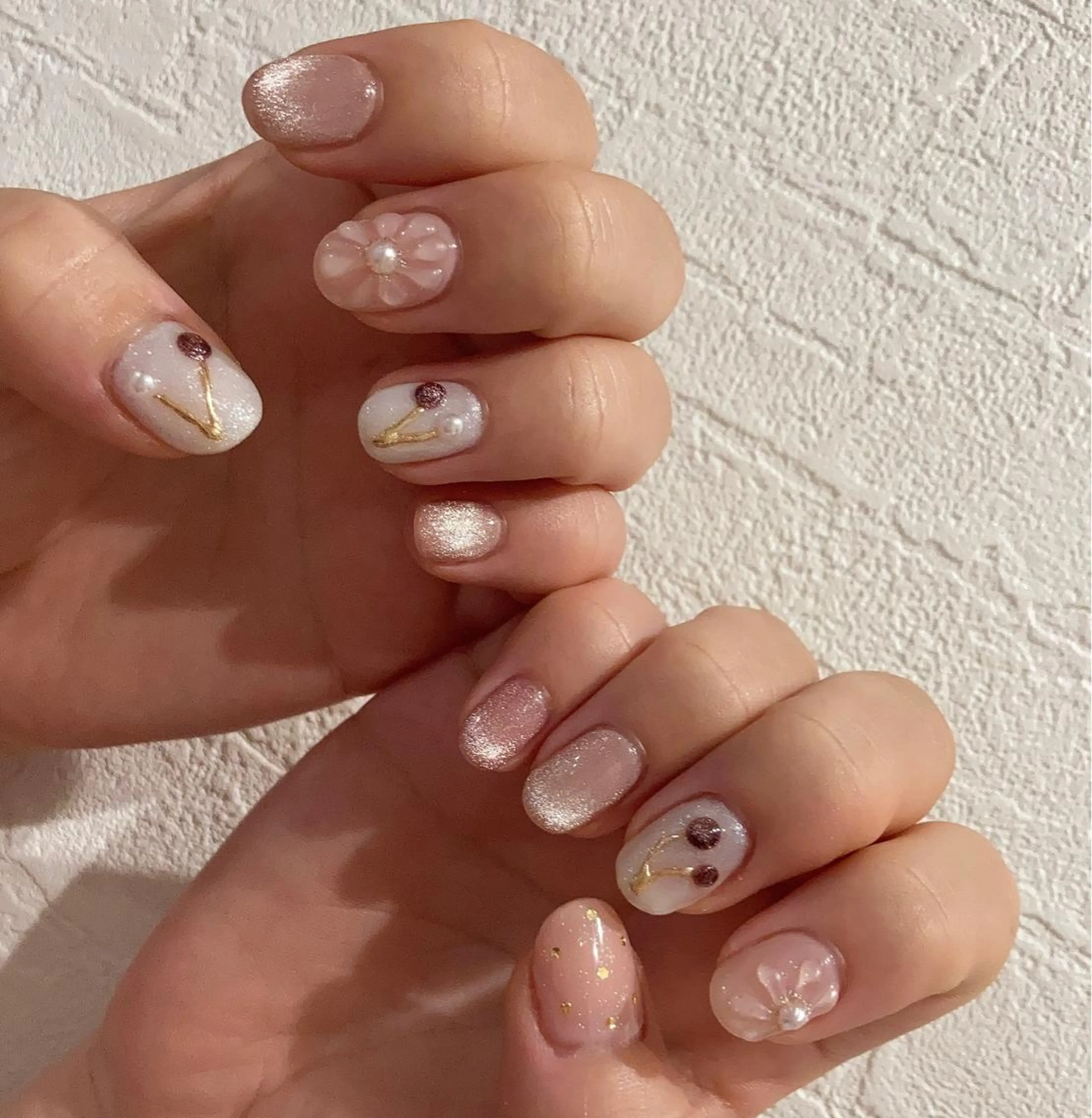 ネイル フラワーネイル マグネットネイル ぷっくりネイル Belle ネイル& ホワイトニングサロンのネイルデザイン