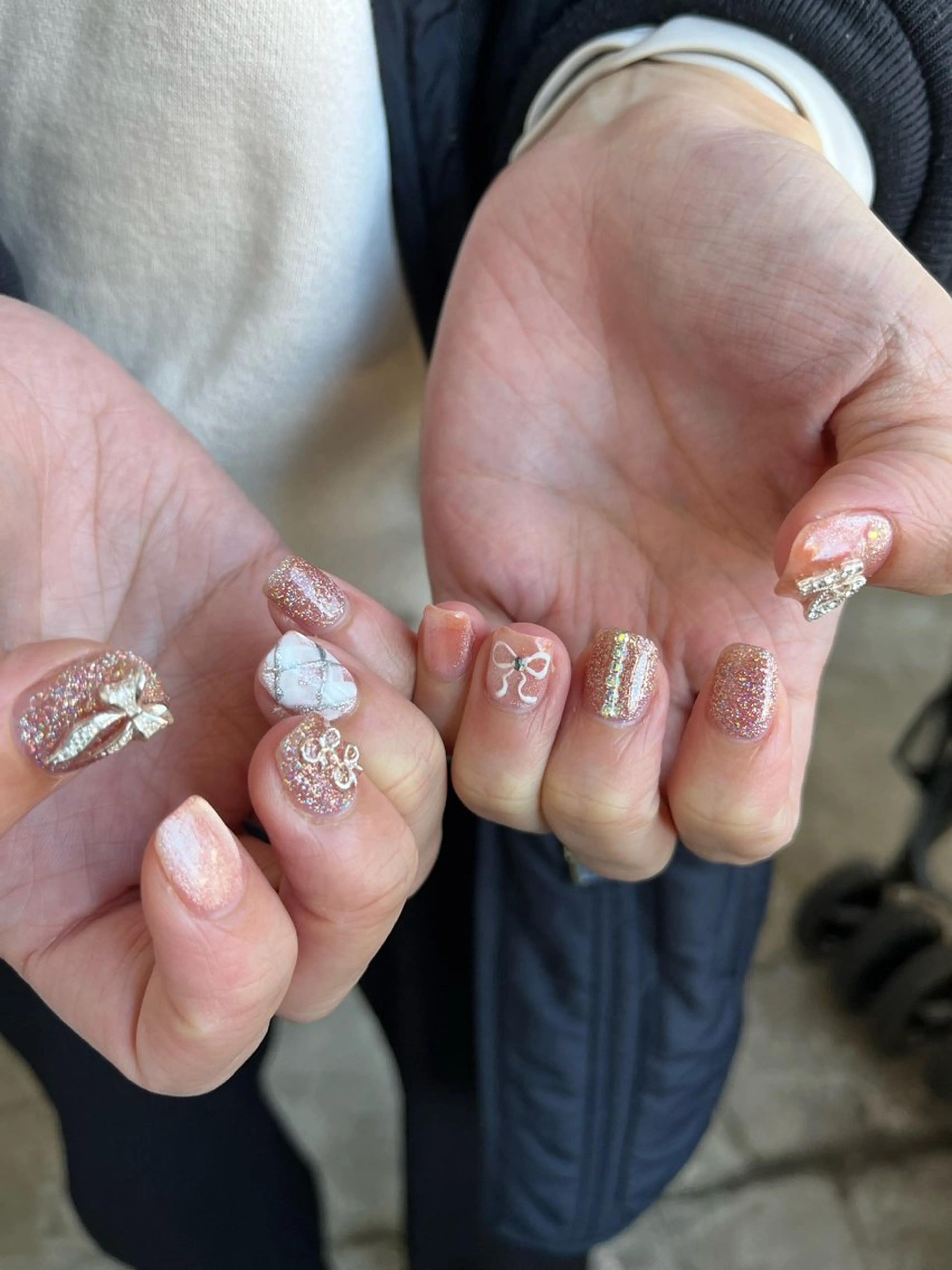 ネイル ピンク リボン 春ネイル NailByua 武蔵新城徒歩4分のネイルデザイン