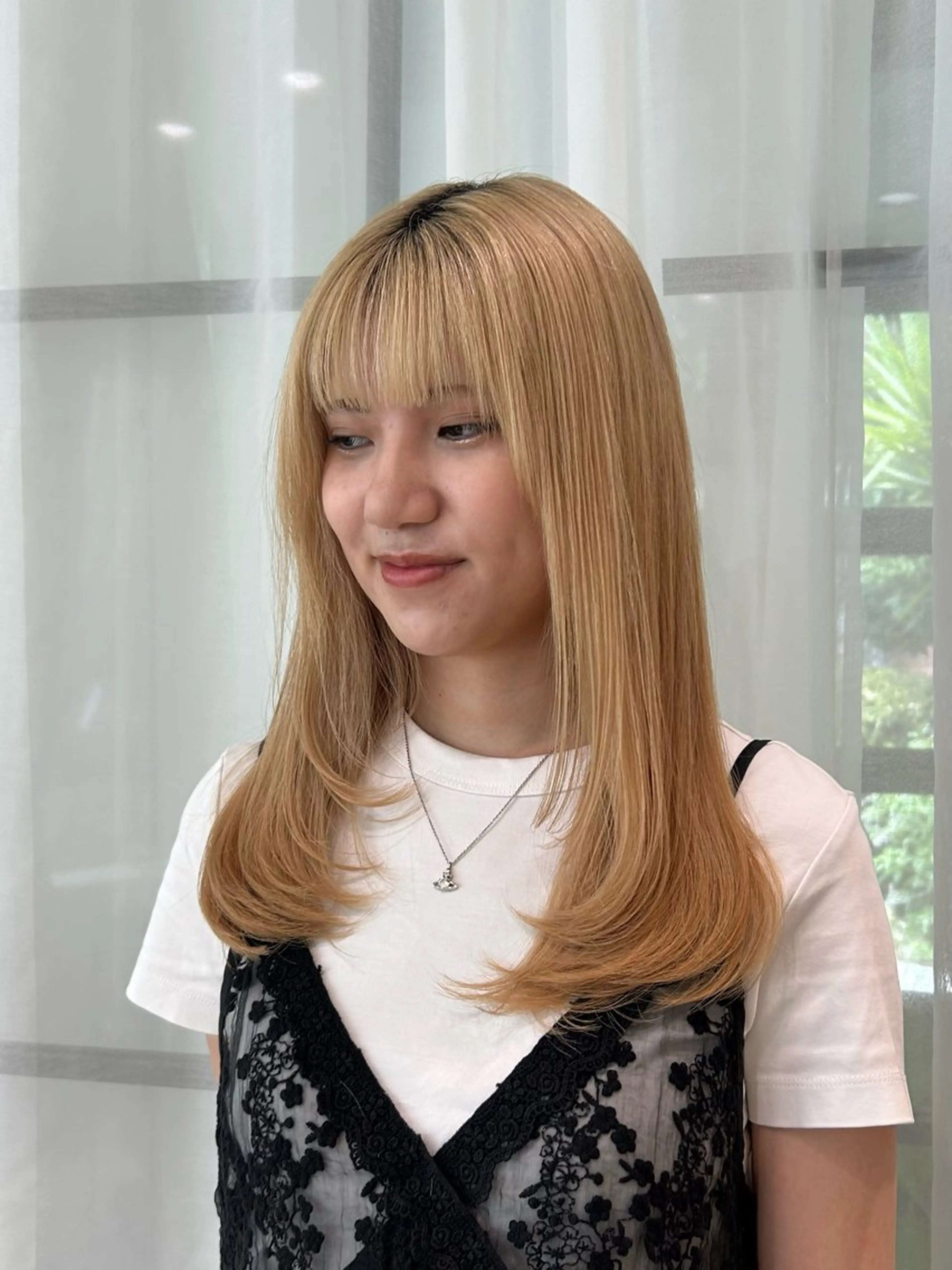ロング 顔まわりレイヤー レイヤーカット ロング Lumier de mashu所属・nana/ボブ/ レイヤーカットのヘアスタイル
