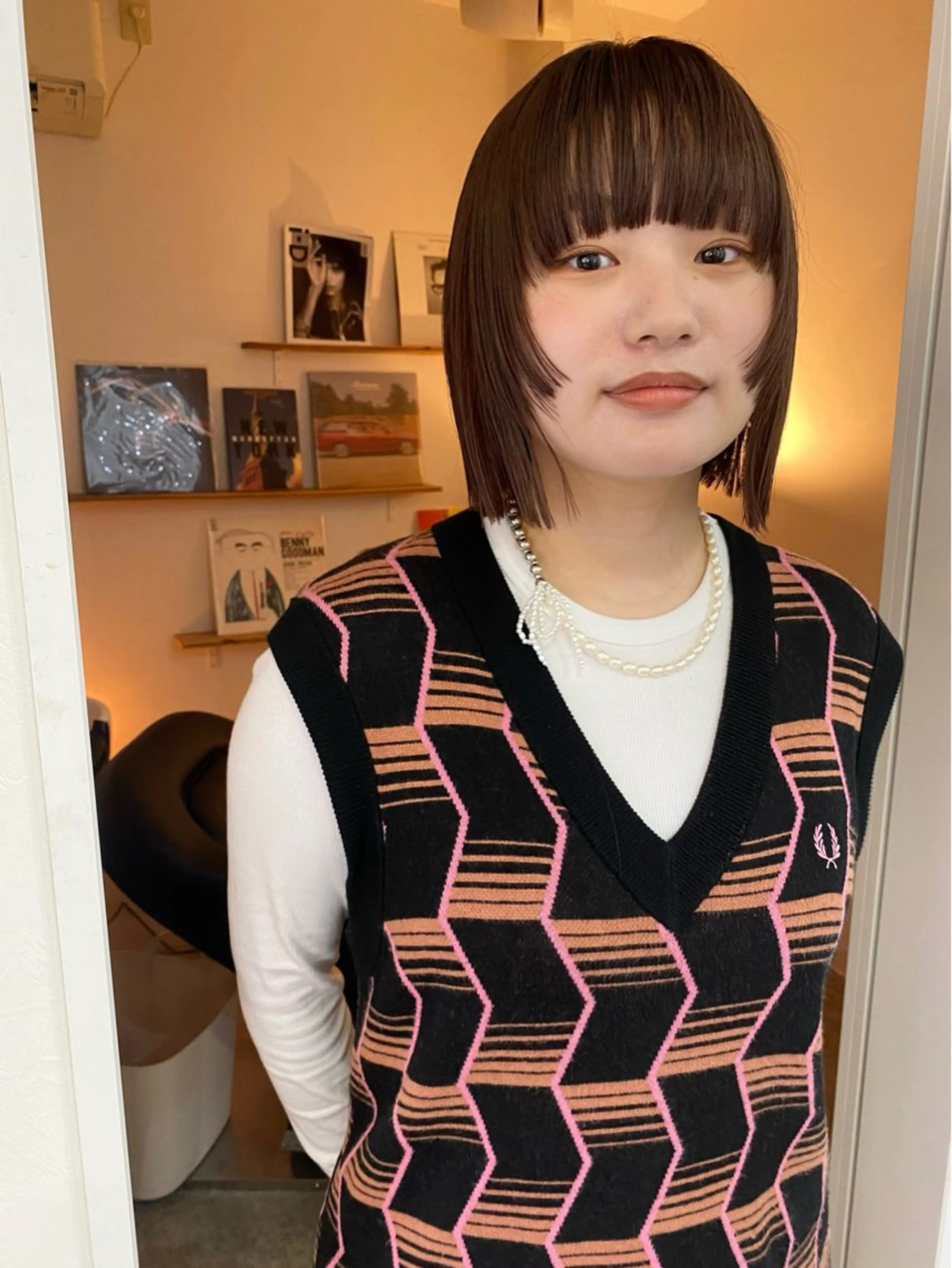 ショート カラー ブラウンカラー ピンクカラー ピンクブラウン ボブ カット ヘアカラー トリートメント 森貴裕/ベージュ/ パーマ/オリーブのヘアスタイル