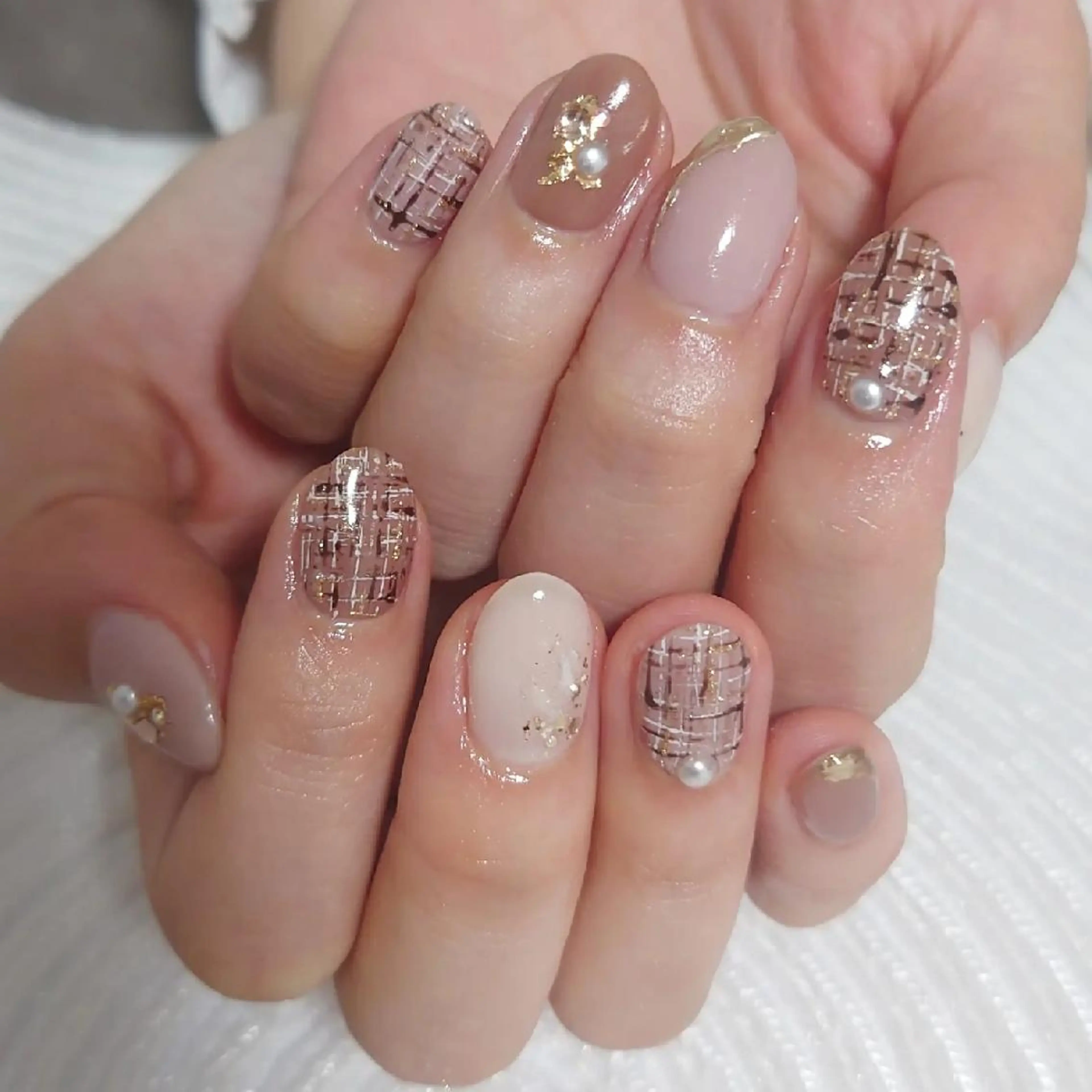 ネイル ツイードネイル 冬ネイル ハンドネイル NailSalon Kotillのネイルデザイン