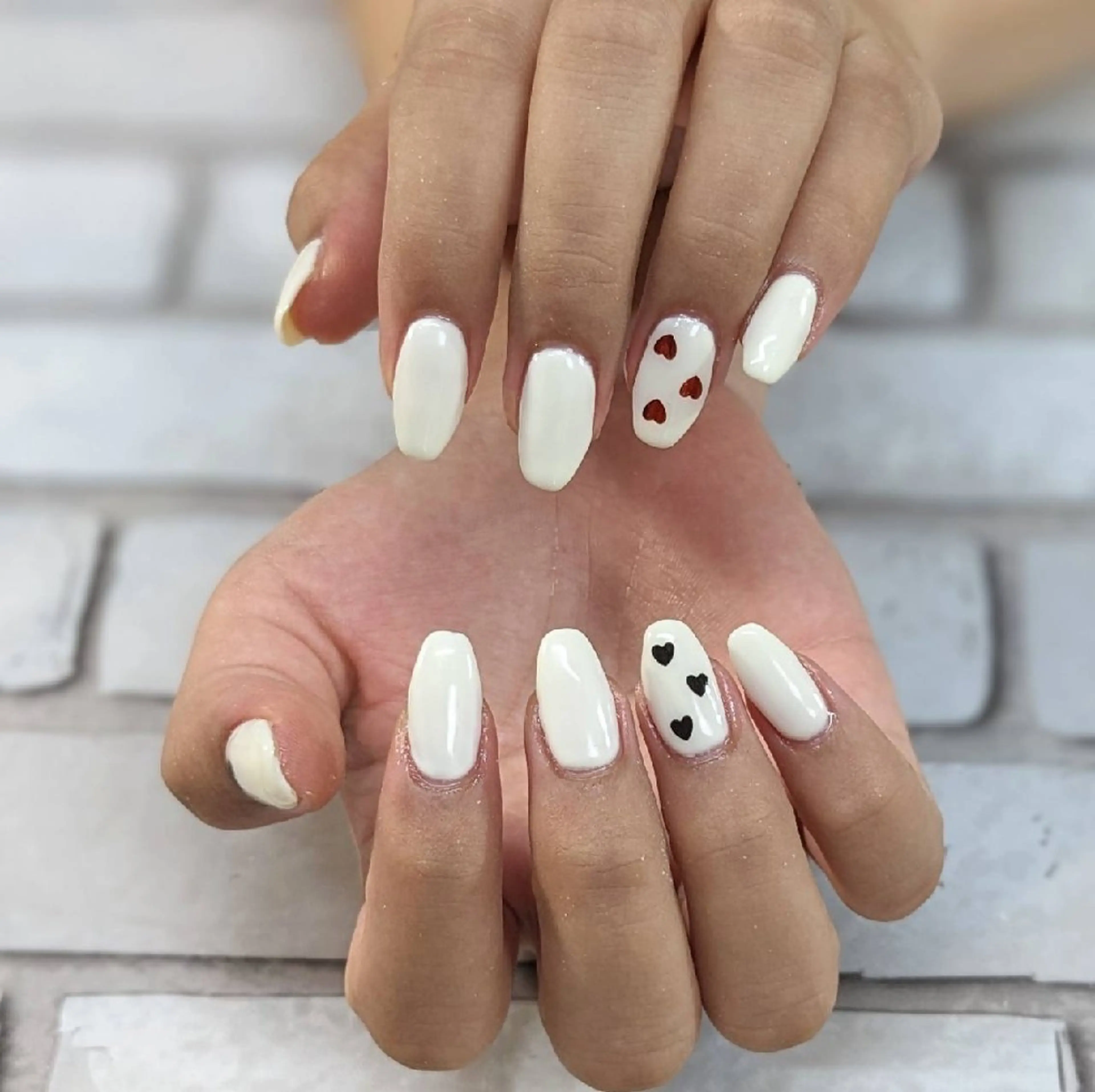 ネイル ハート ワンカラーネイル ハンドネイル ネイルサロンベルティ .keikoのネイルデザイン