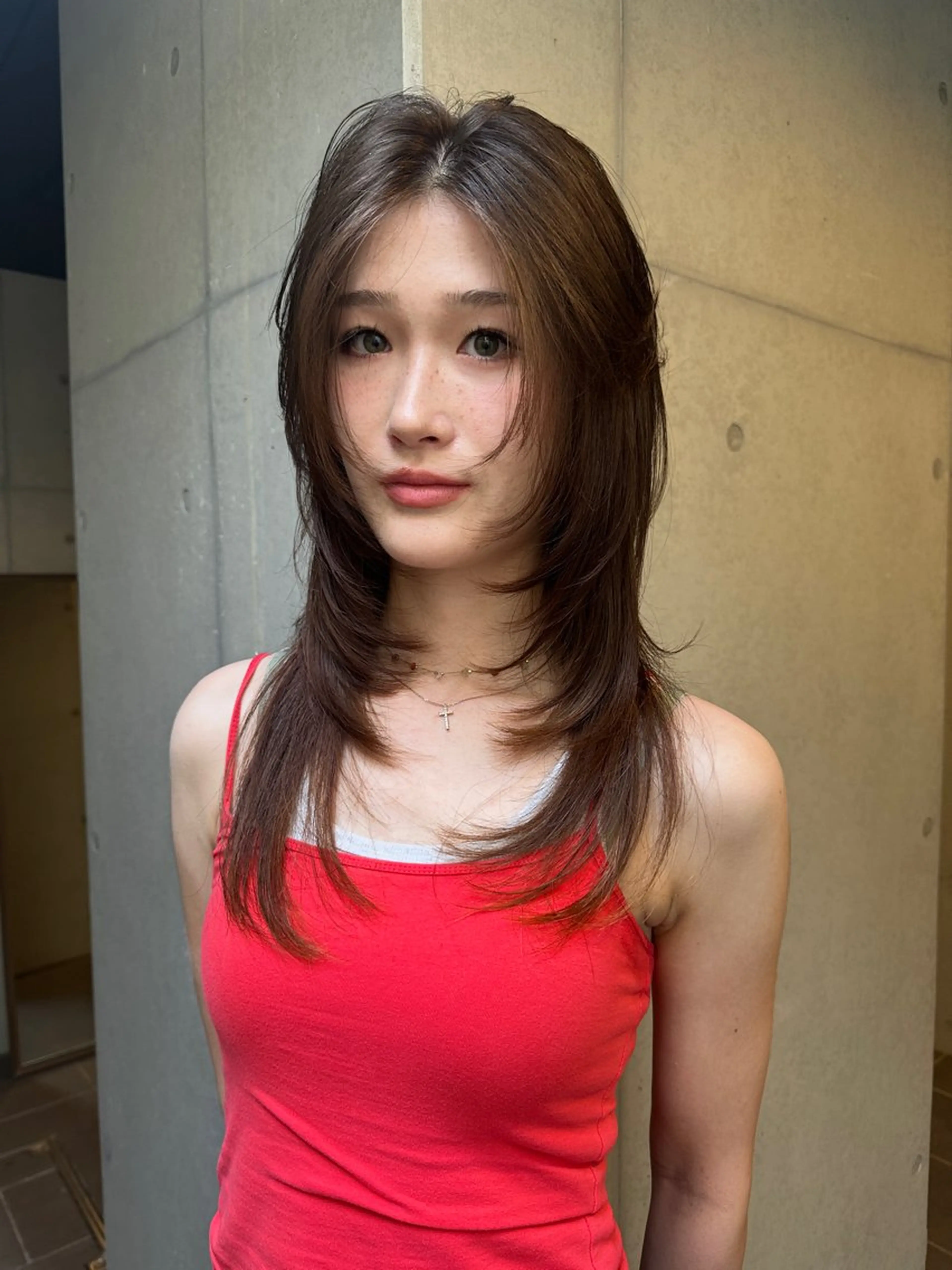 セミロング カラー 顔まわりレイヤー レイヤーカット カット ヘアカラー ウルフ/レイヤー🟠 山本祐輔🟠のヘアスタイル